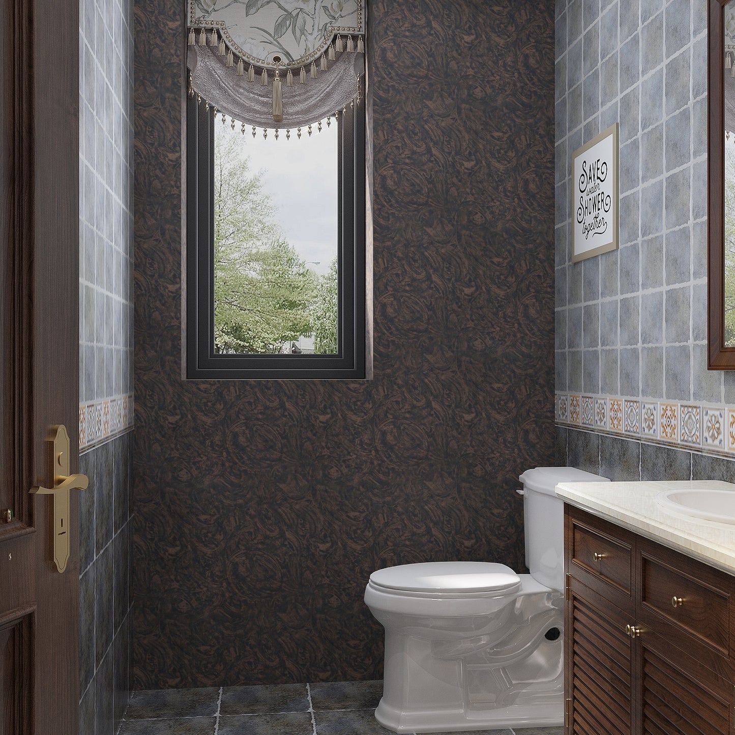 VaryPaper Industrial Black Brown Concrete Wallpaper