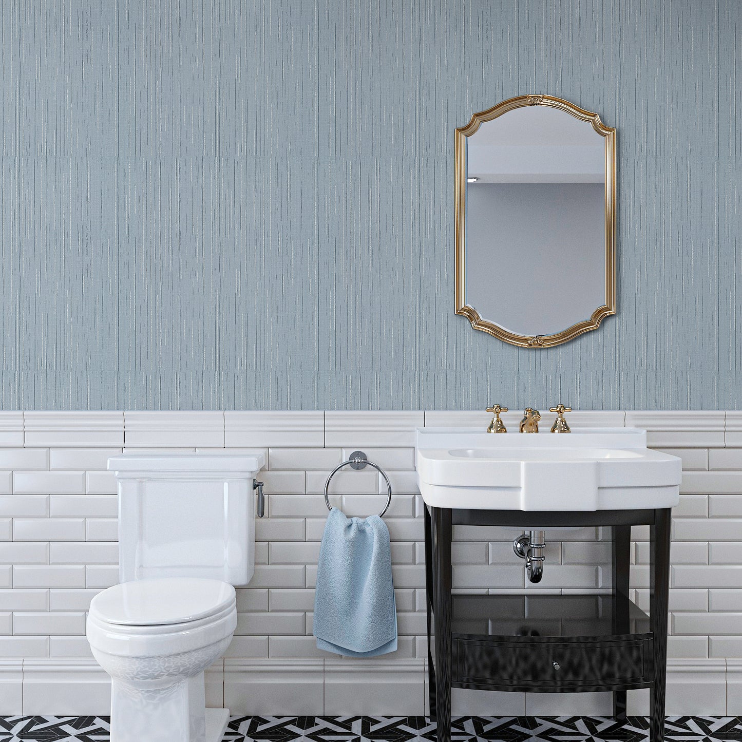 VaryPaper Grayish Blue Grasscloth Wallpaper
