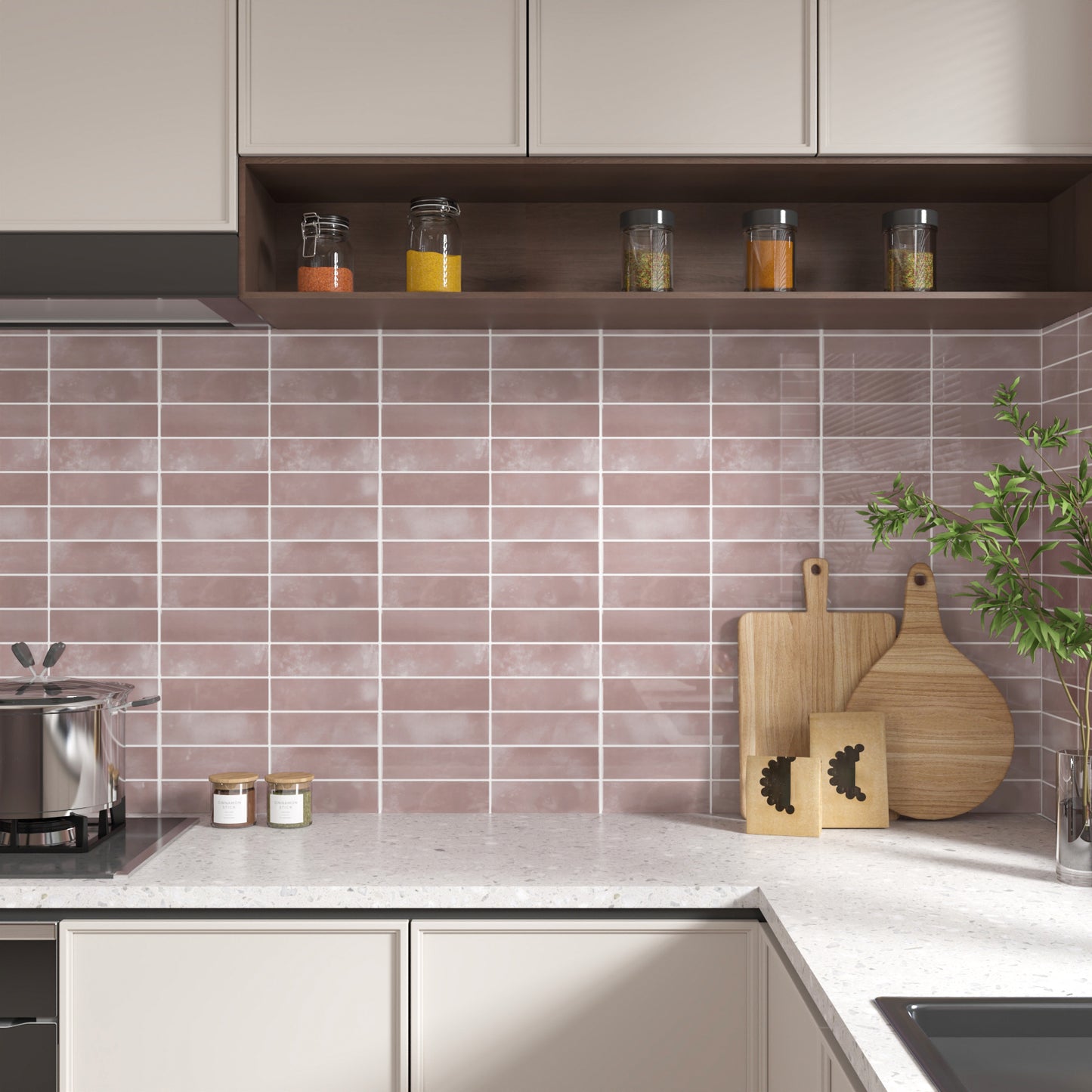 VaryPaper Pink Peel and Stick Backsplash Wall Tiles