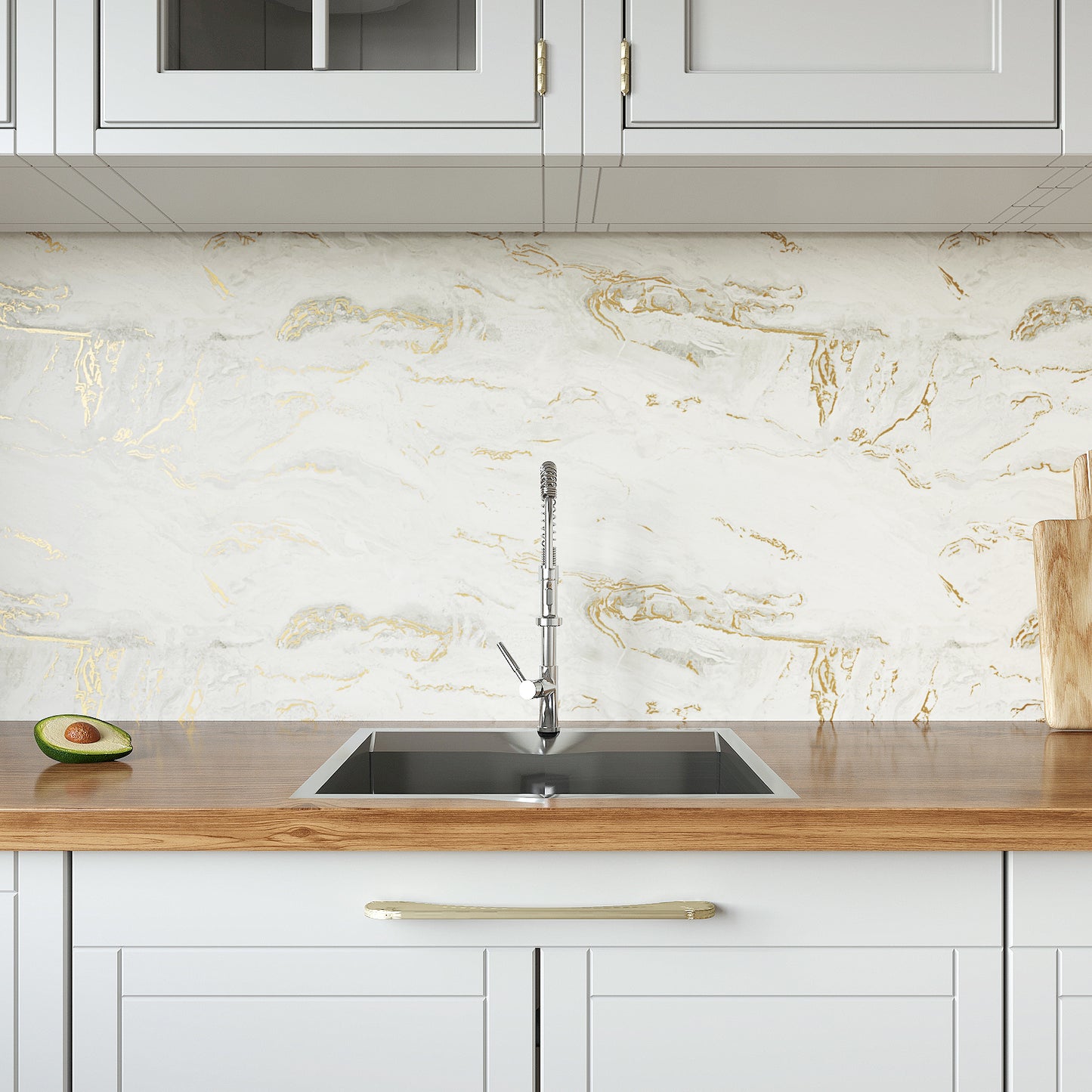 VaryPaper Matte Gold Beige Marble Contact Paper