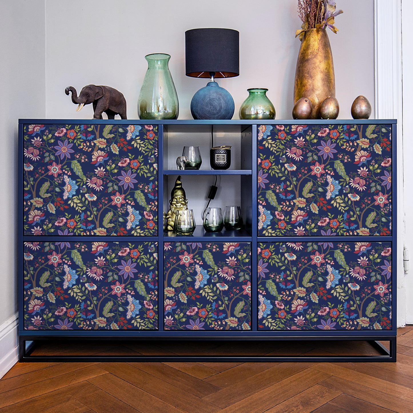VaryPaper Exotic Blue Floral Peel and Stick Wallpaper