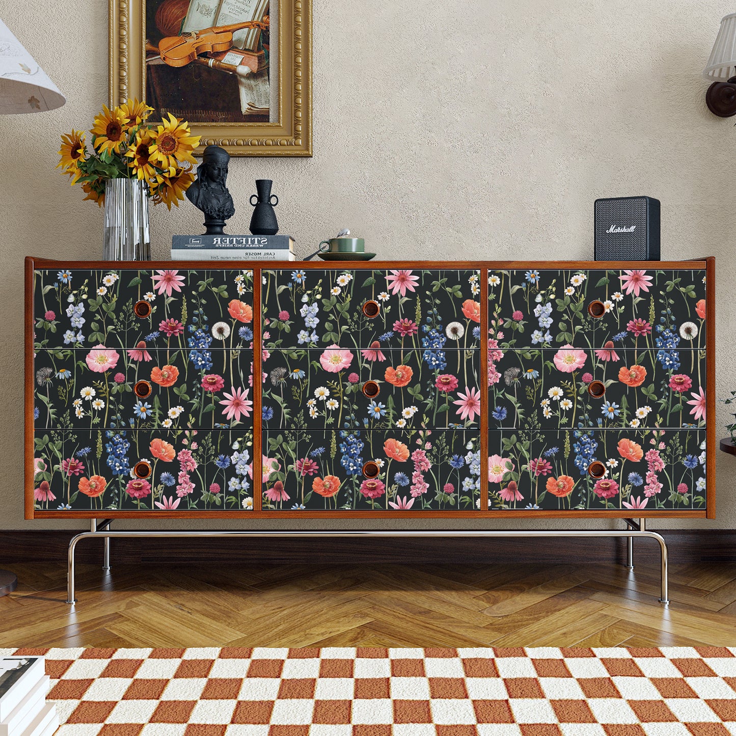VaryPaper Dark Wildflower Floral Peel and Stick Wallpaper