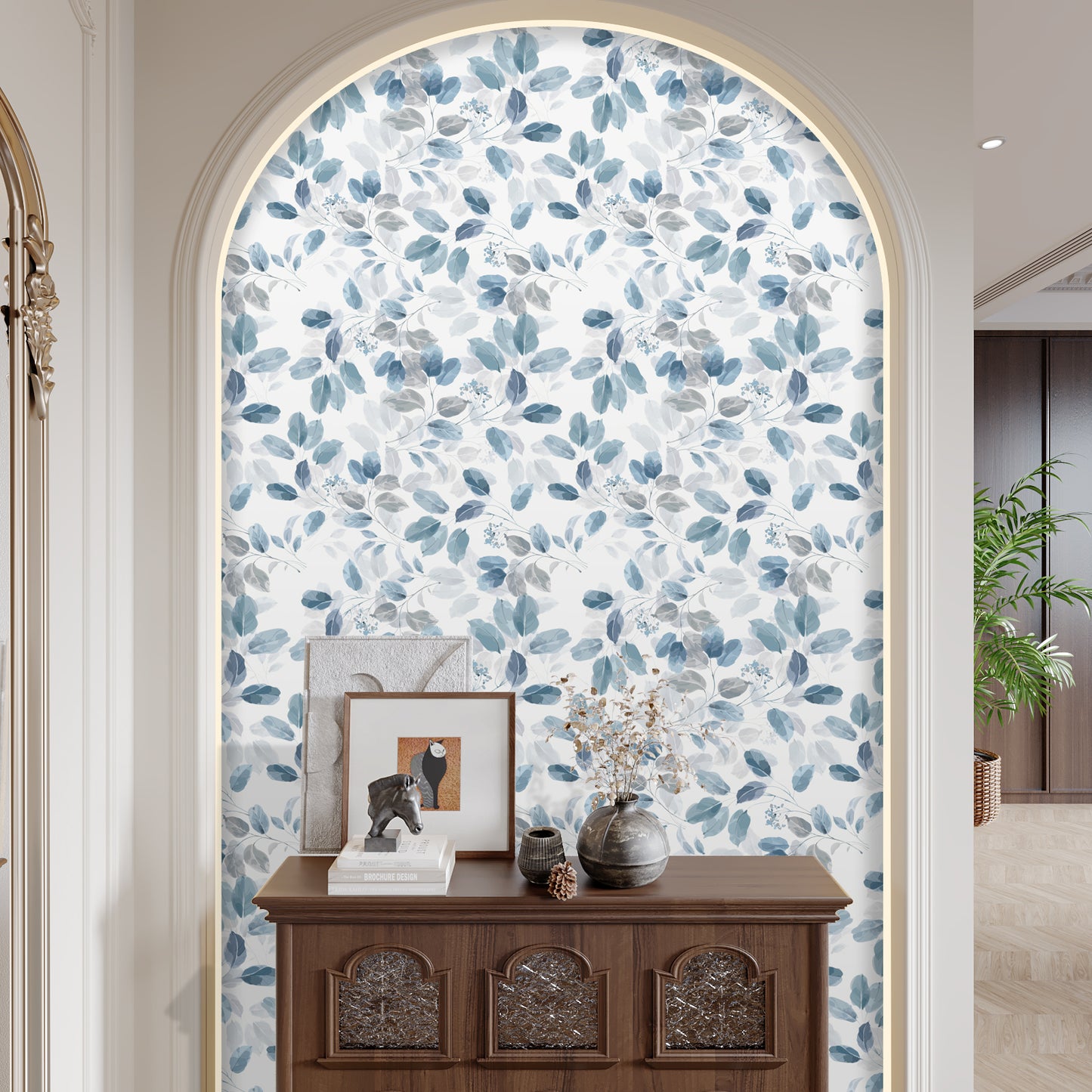 VaryPaper Boho Eucalyptus Leaf Floral Wallpaper
