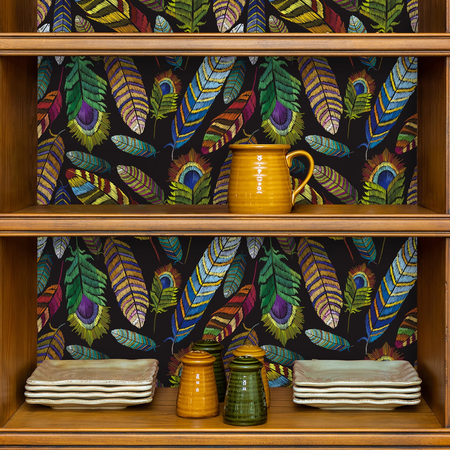 VaryPaper Colorful Bird Peacock Feather Wallpaper
