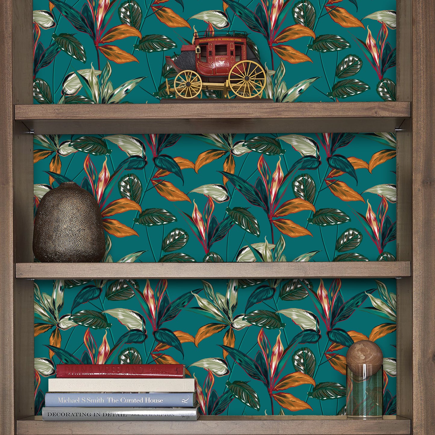 VaryPaper Exotic Teal Blue Leaf Tropical Wallpaper