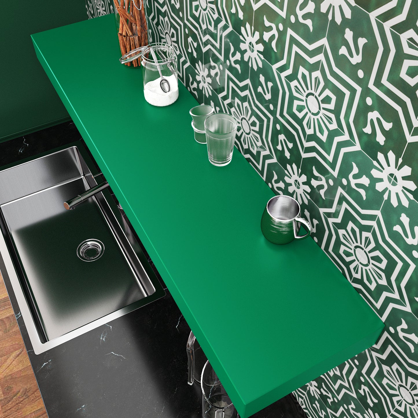 VaryPaper Thick Matte Green Peel and Stick Wallpaper