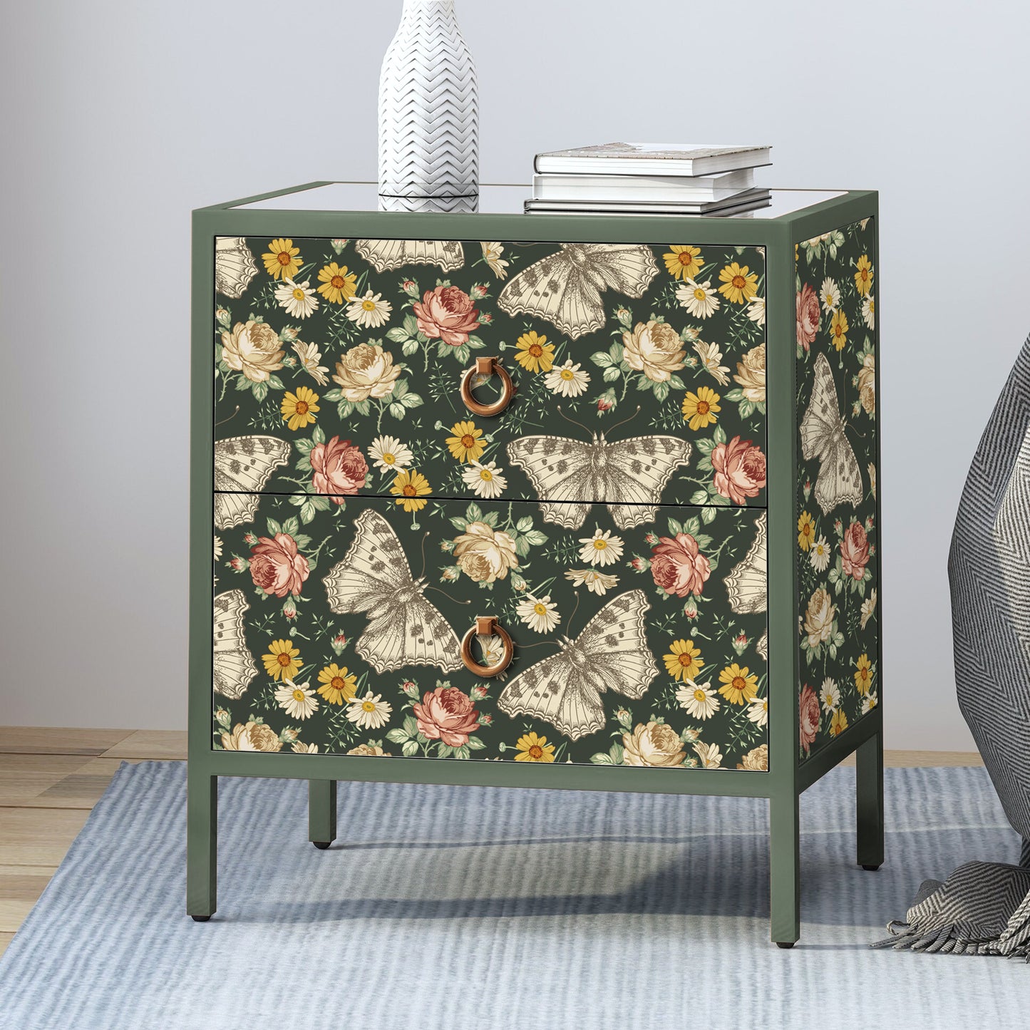 VaryPaper Dark Daisy Butterfly Peony FLoral Wallpaper