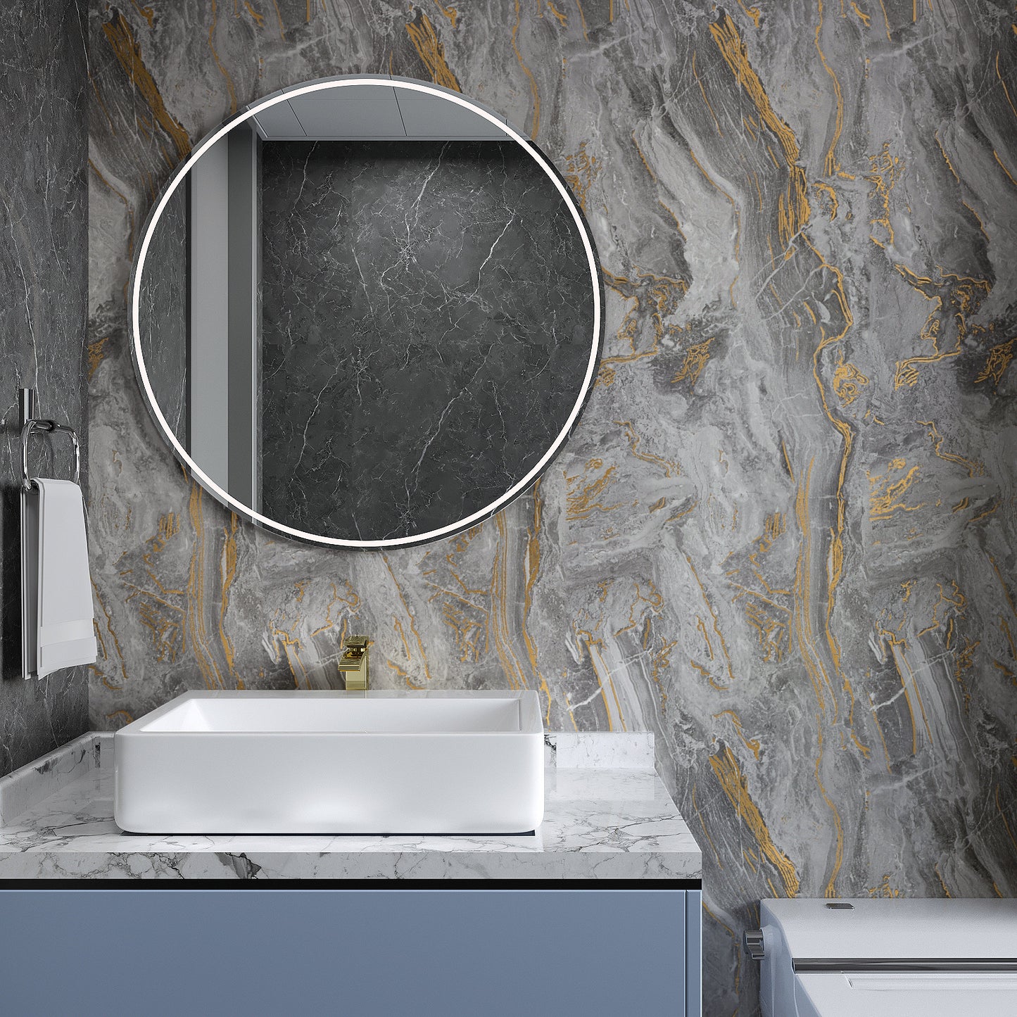 VaryPaper Matte Grey Gold Marble Contact Paper
