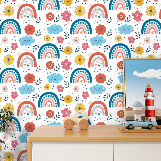 VaryPaper Cute Floral Rainbow Wallpaper