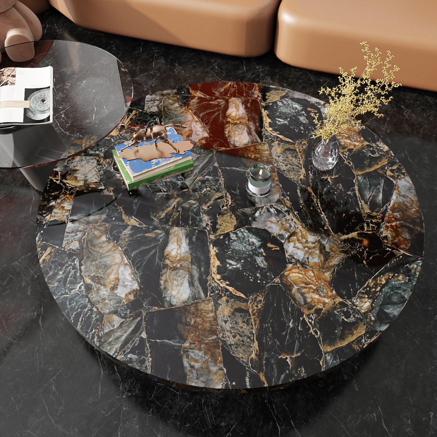 VaryPaper Black and Gold Marble Marble Contact Paper