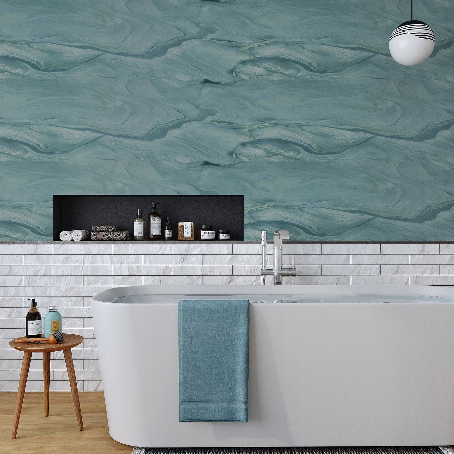 VaryPaper Teal Blue Marble Contact Paper