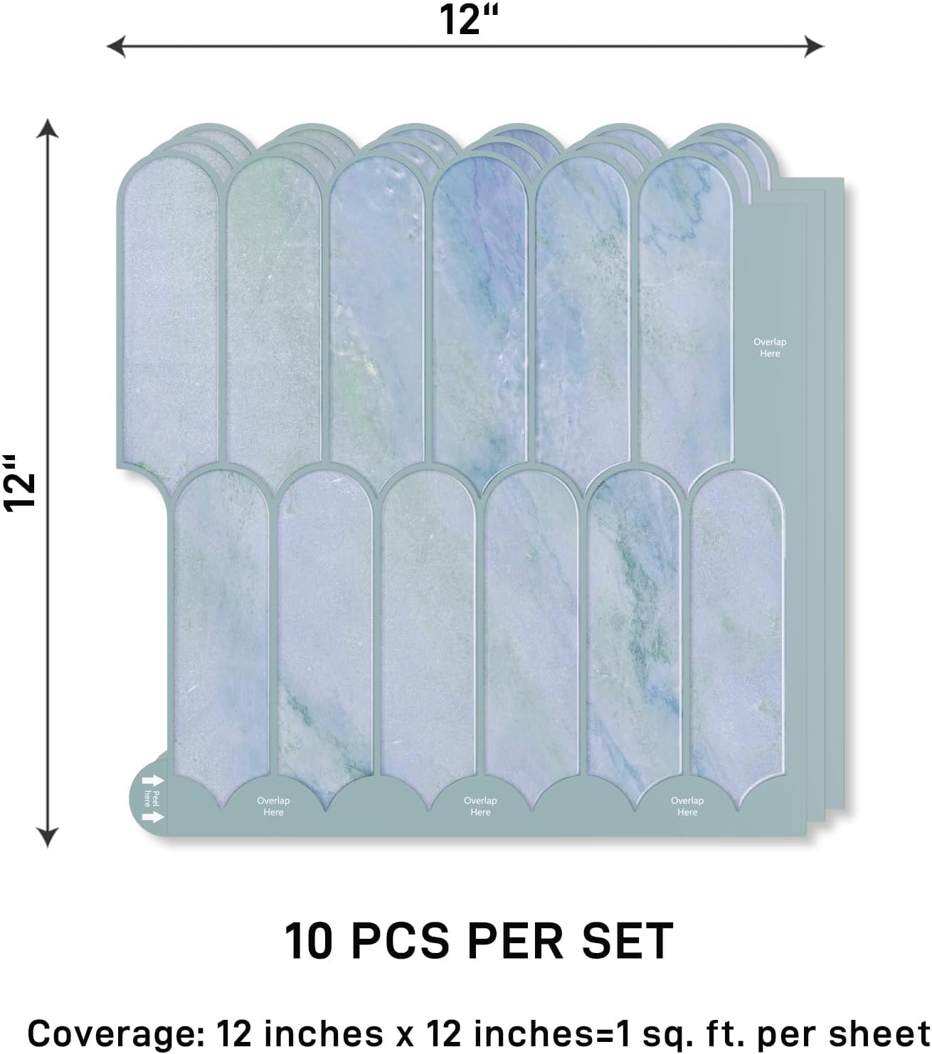 VaryPaper Pale Green Blue Marble Backsplash Wall Tiles