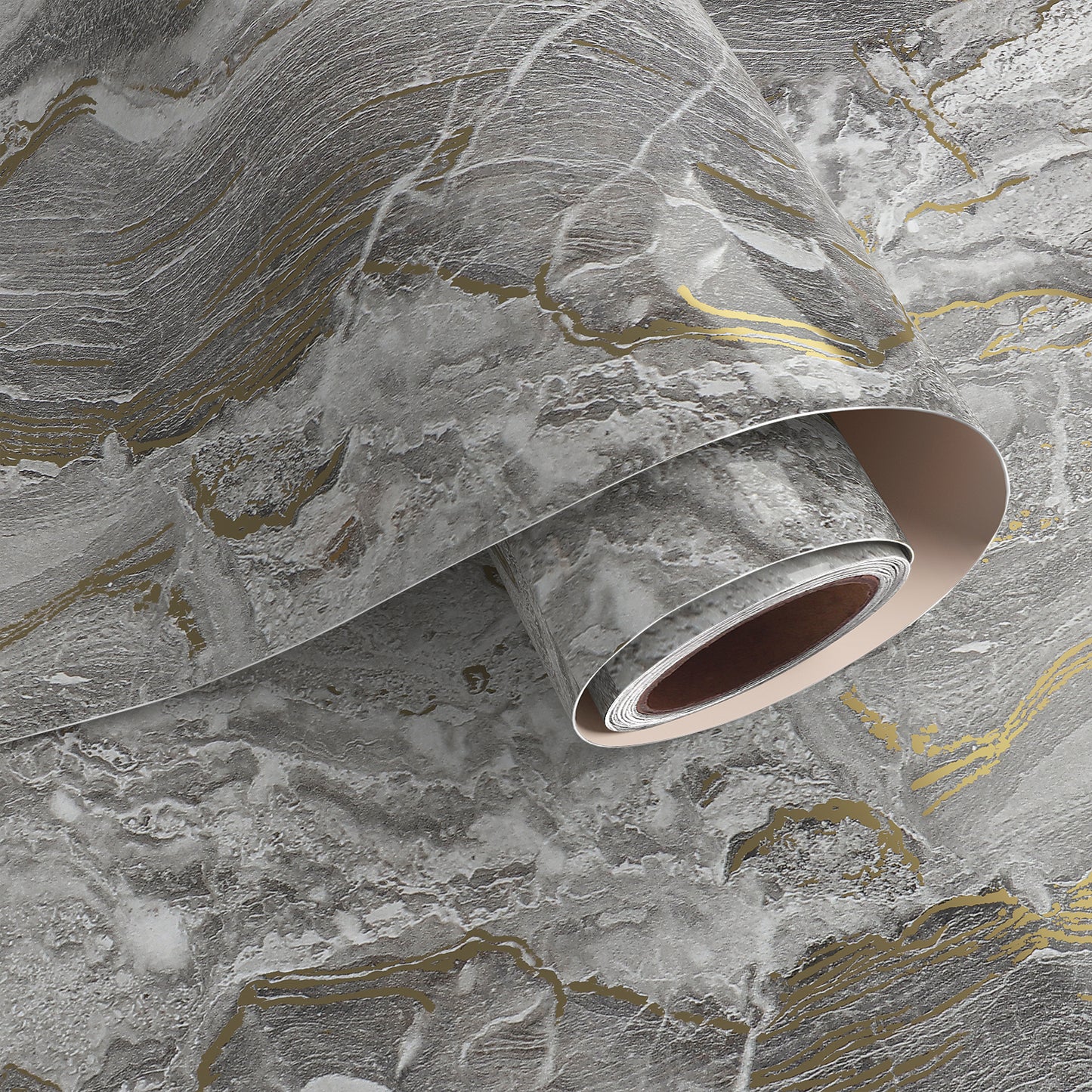 VaryPaper Glossy Grey Gold Marble Contact Paper