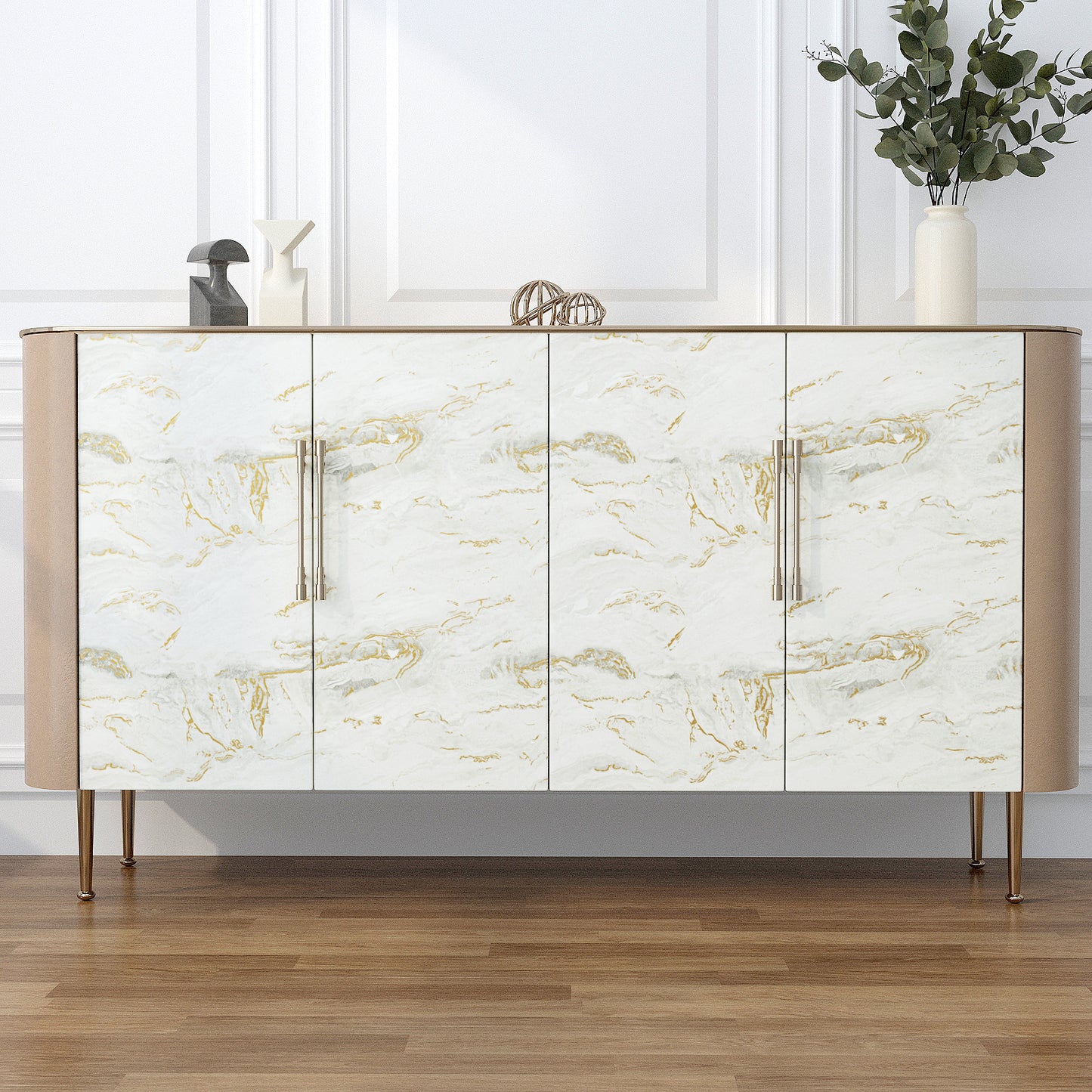 VaryPaper Matte Gold Beige Marble Contact Paper