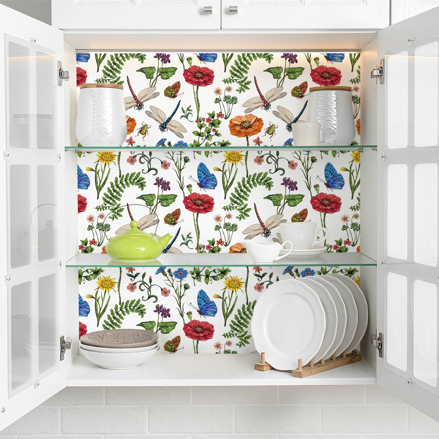 VaryPaper Boho Dragonfly Floral Peel and Stick Wallpaper