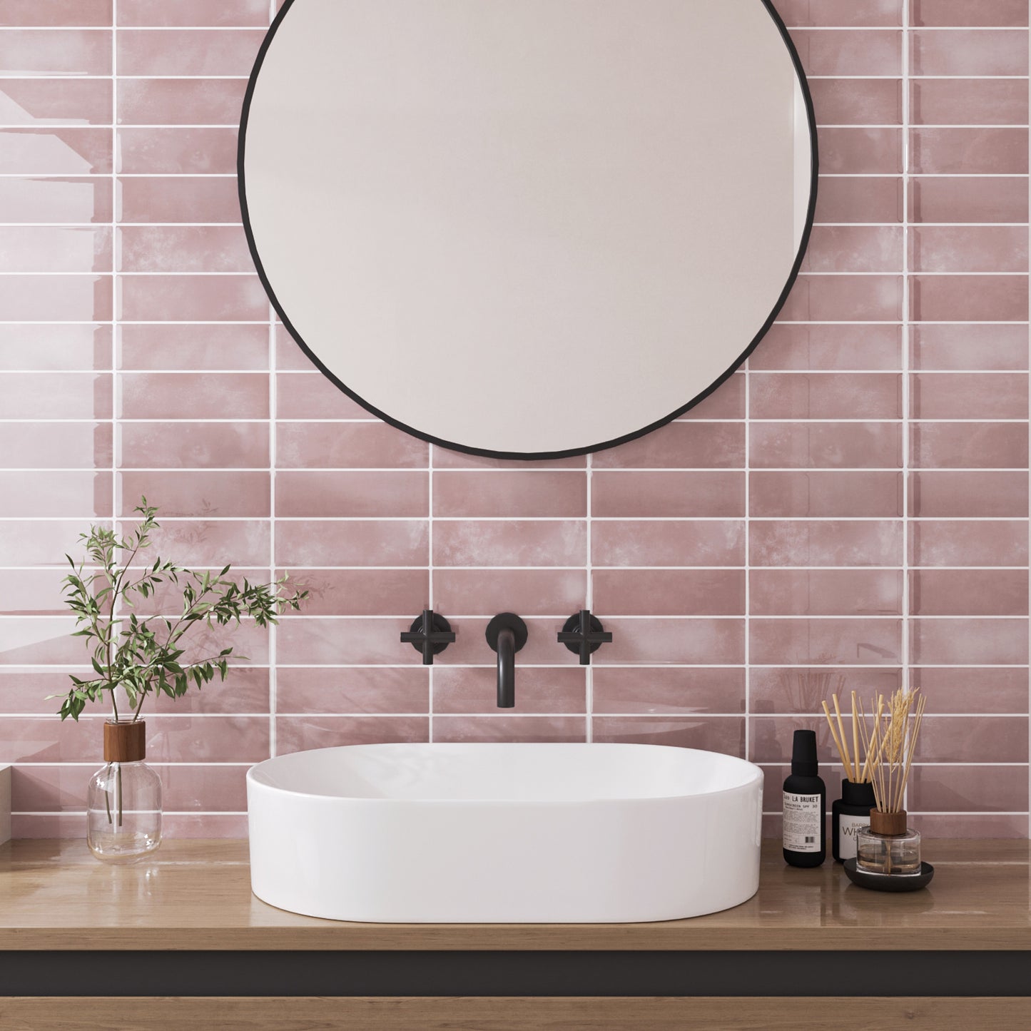 VaryPaper Pink Peel and Stick Backsplash Wall Tiles