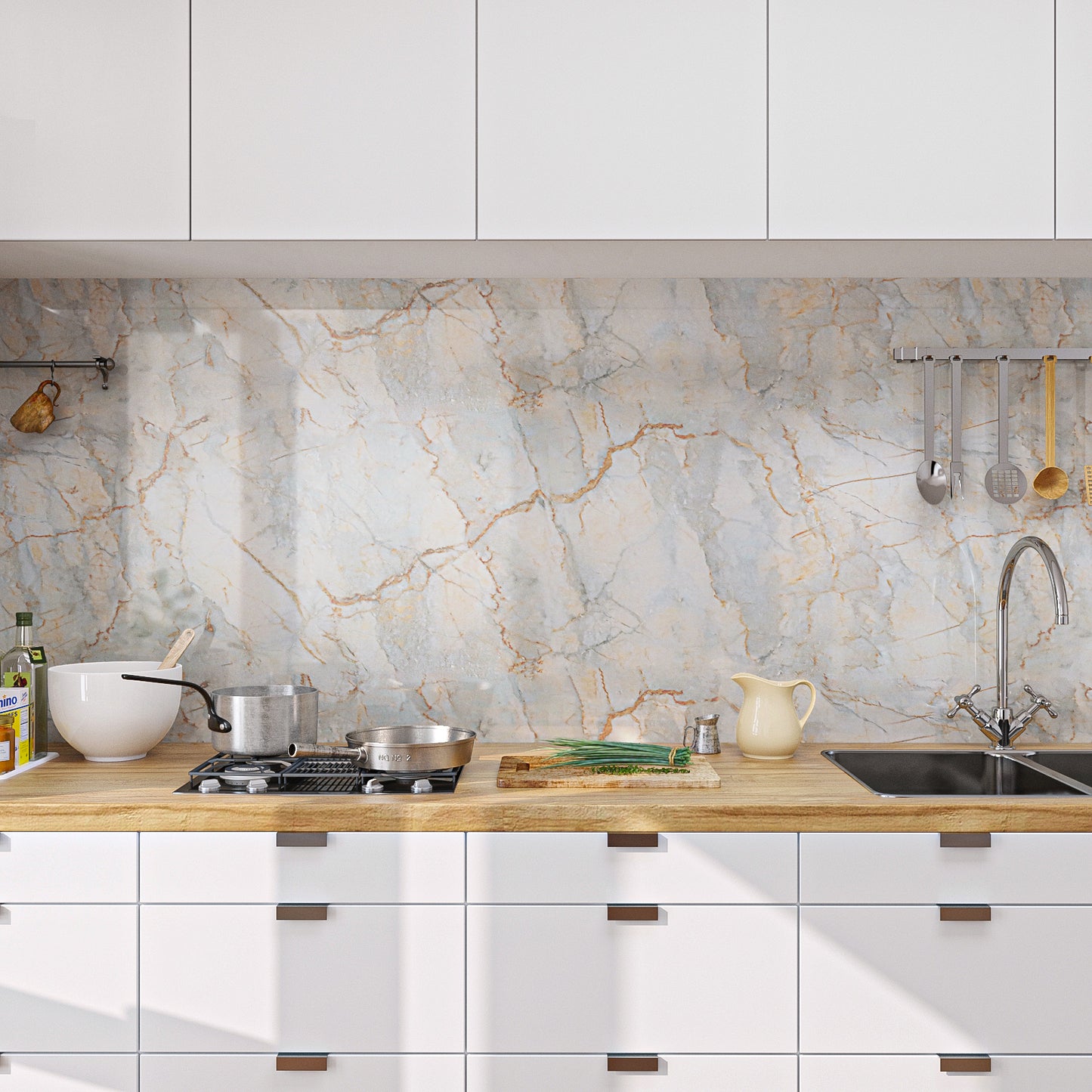 VaryPaper Glossy Grey Beige Marble Contact Paper
