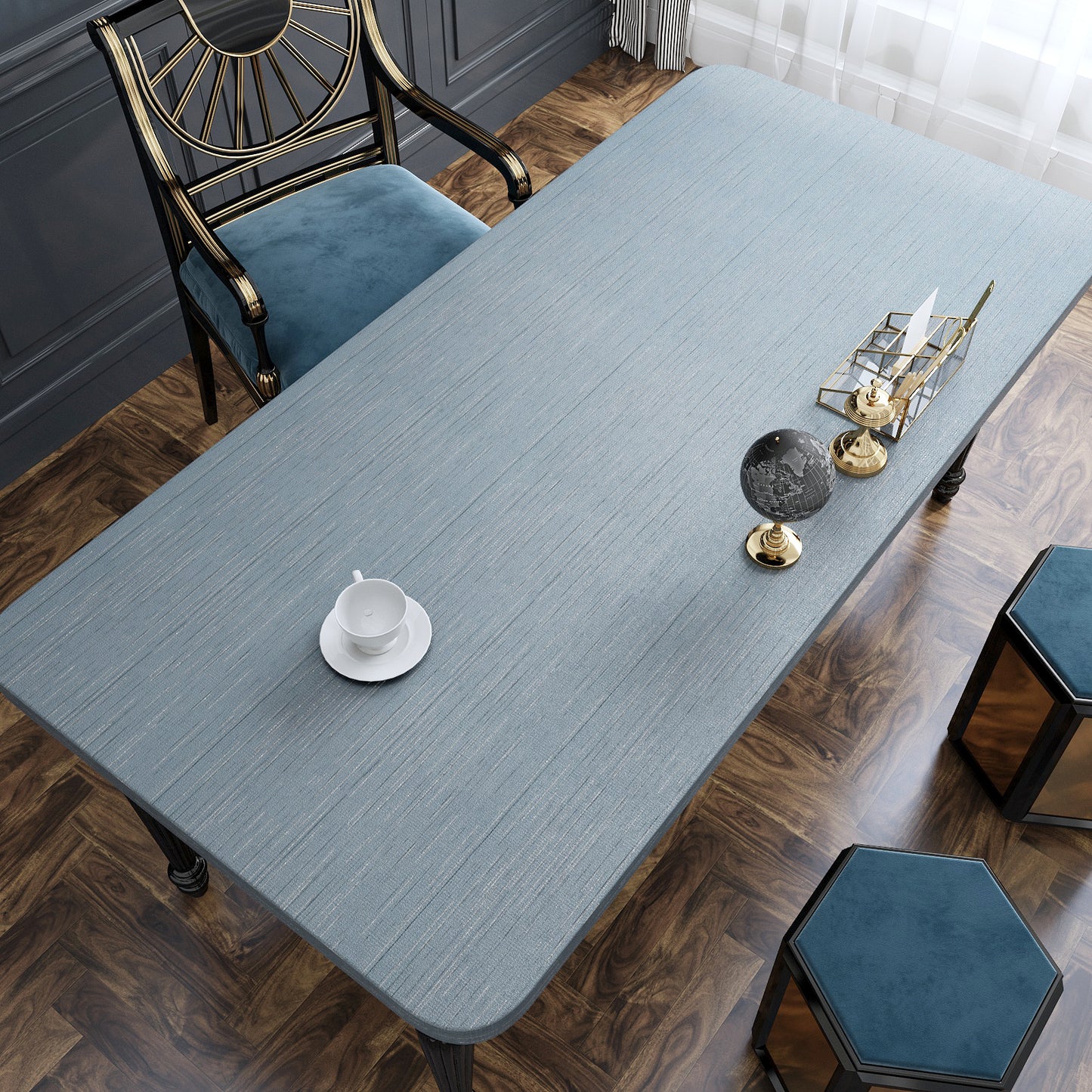 VaryPaper Grayish Blue Grasscloth Wallpaper