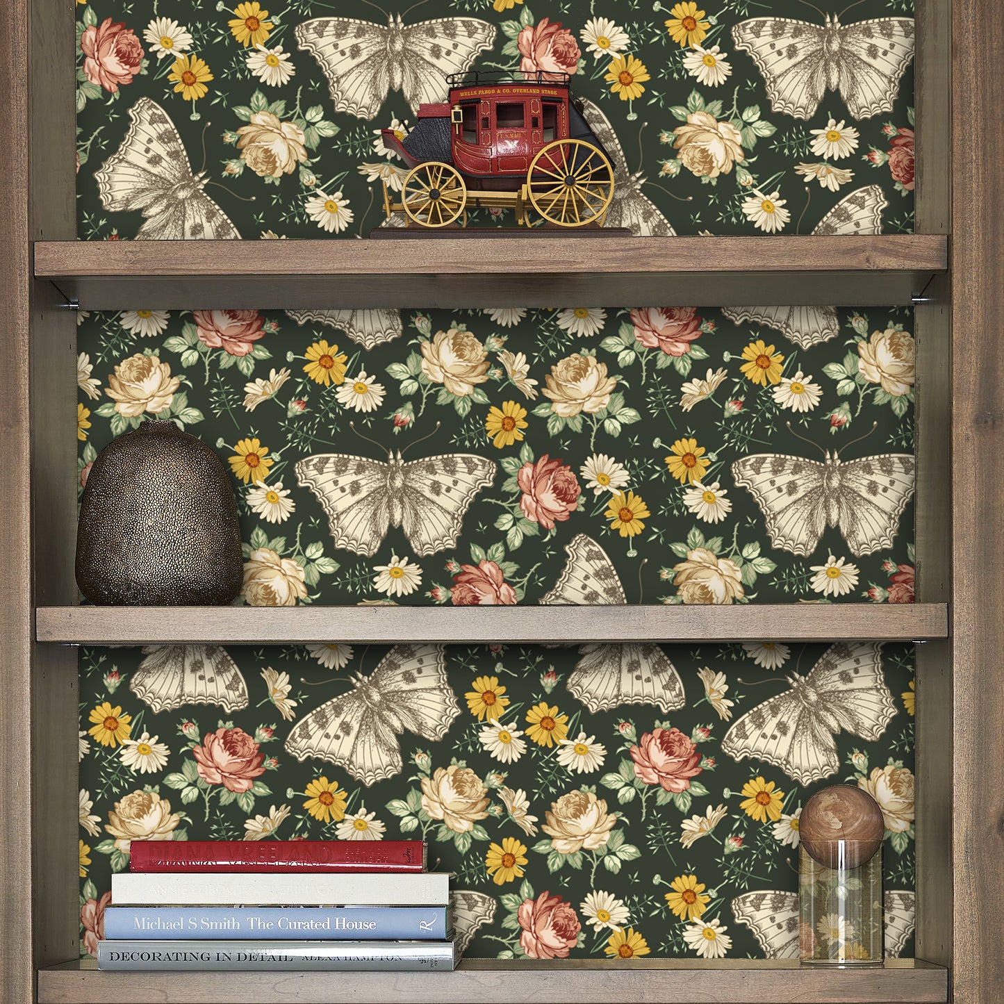 VaryPaper Dark Daisy Butterfly Peony FLoral Wallpaper