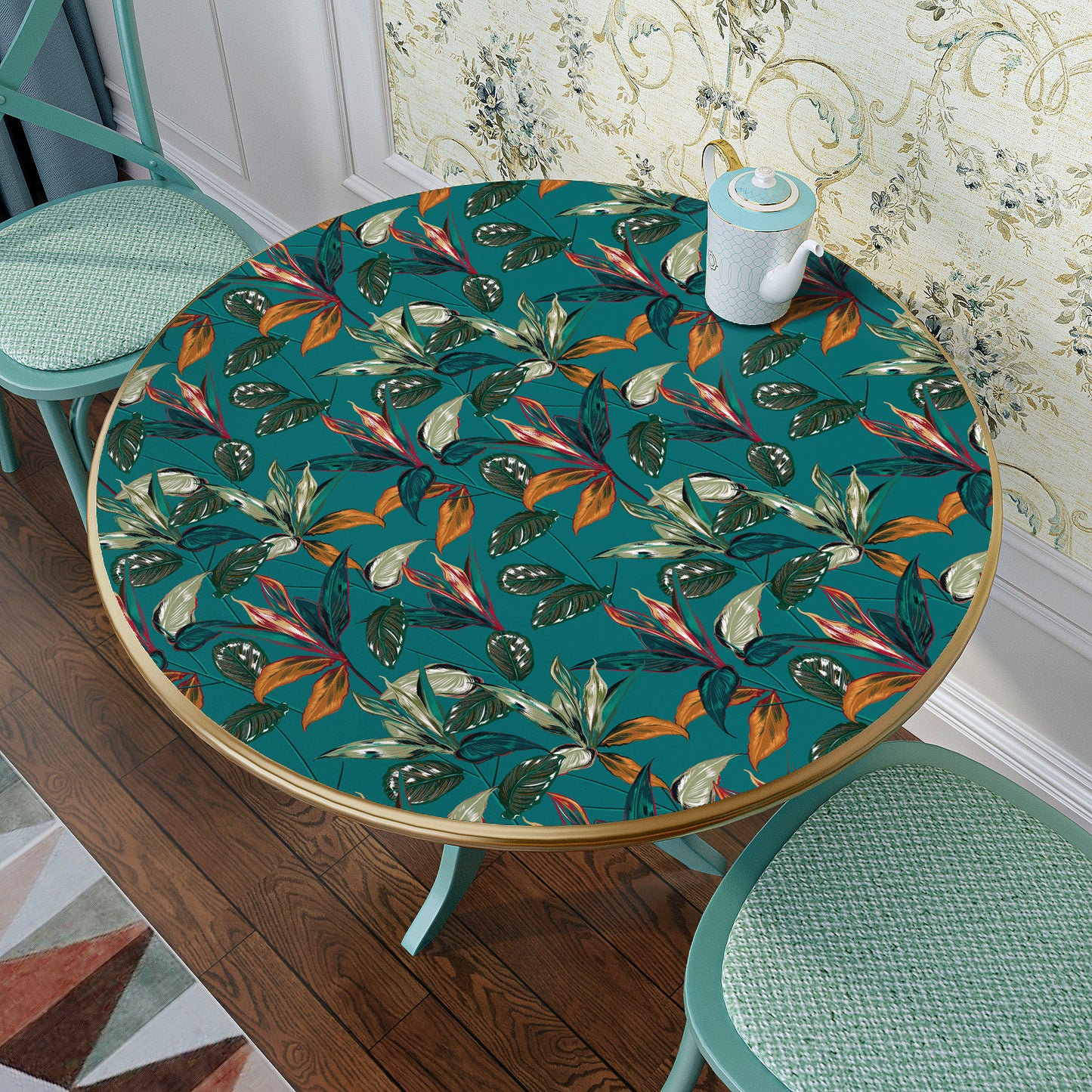 VaryPaper Exotic Teal Blue Leaf Tropical Wallpaper