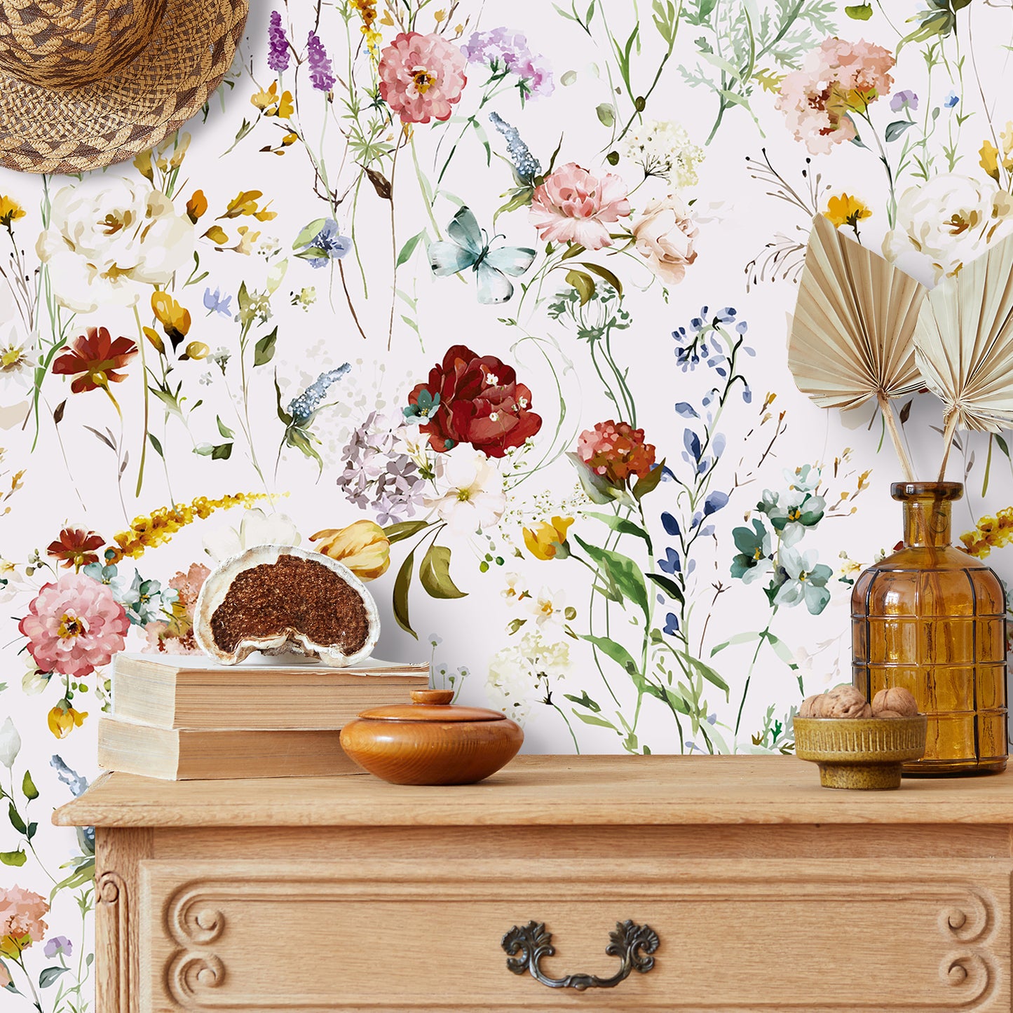VaryPaper Watercolor Butterfly Floral Wallpaper