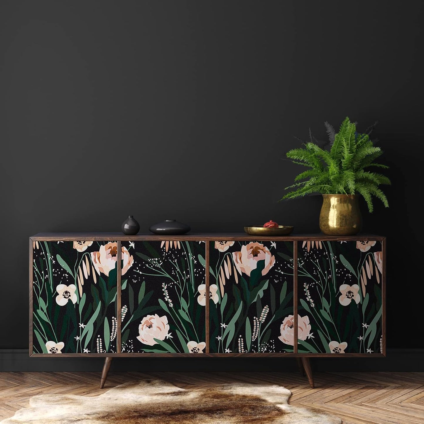 VaryPaper Black Green Pink Floral Wallpaper