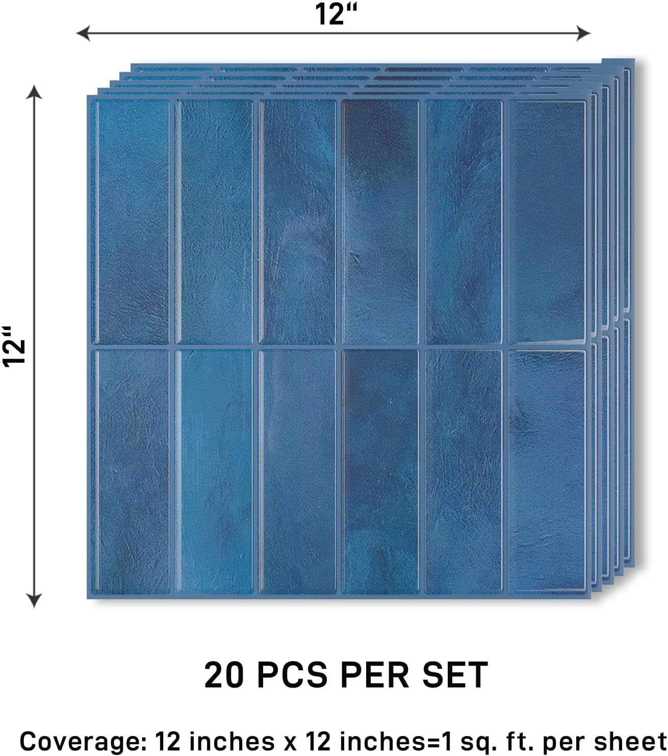 VaryPaper Sea Blue Peel and Stick Backsplash Wall Tiles