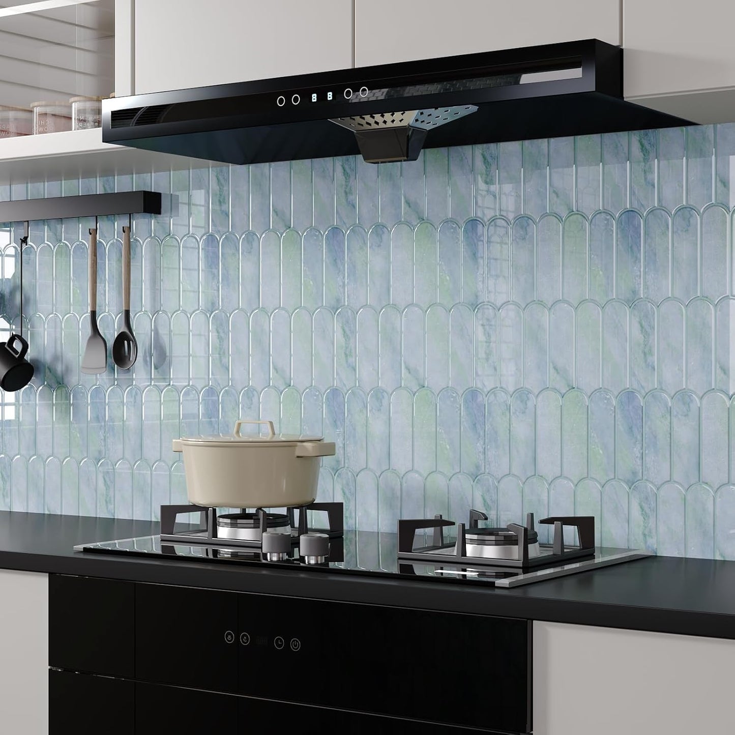 VaryPaper Pale Green Blue Marble Backsplash Wall Tiles