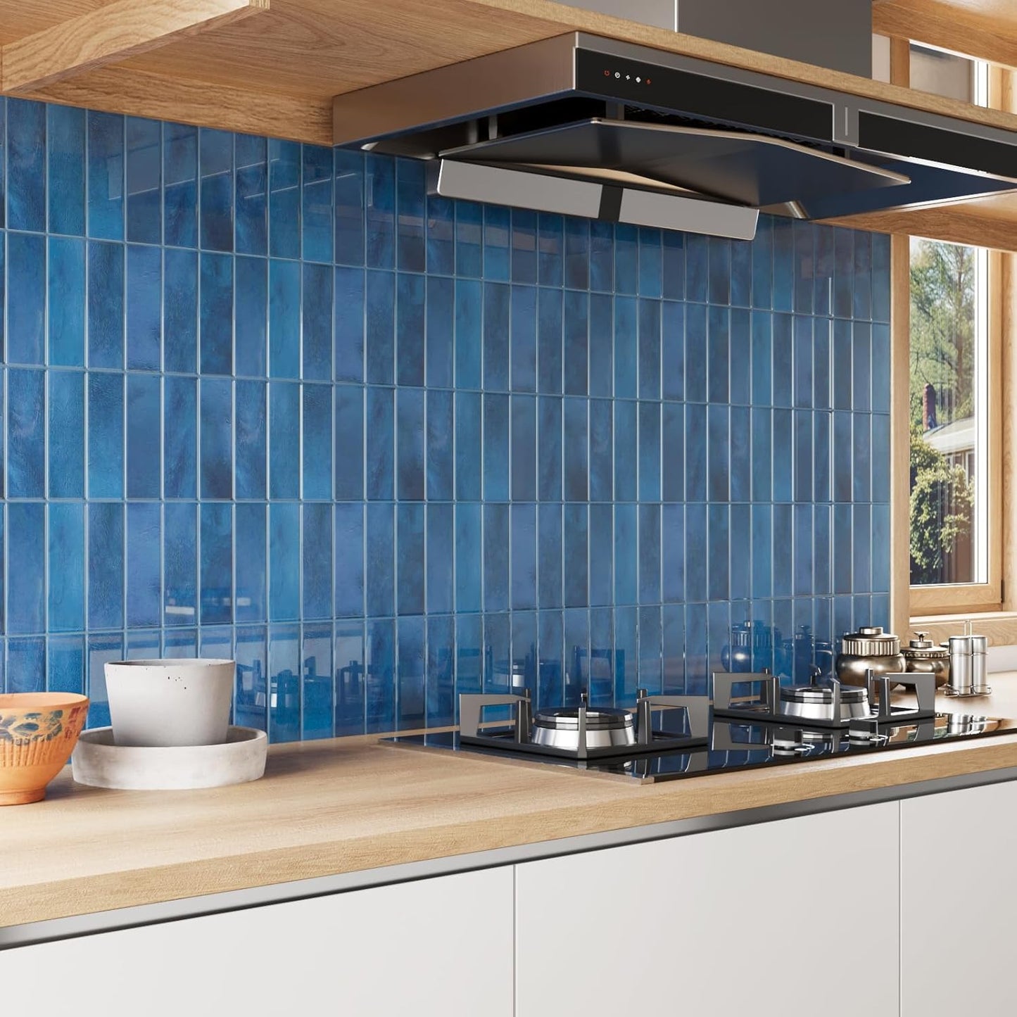 VaryPaper Sea Blue Peel and Stick Backsplash Wall Tiles