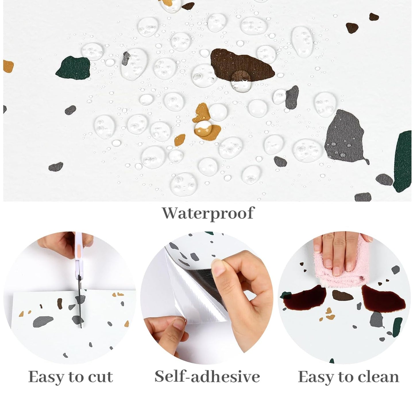 VaryPaper White Terrazzo Peel and Stick Floor Tile
