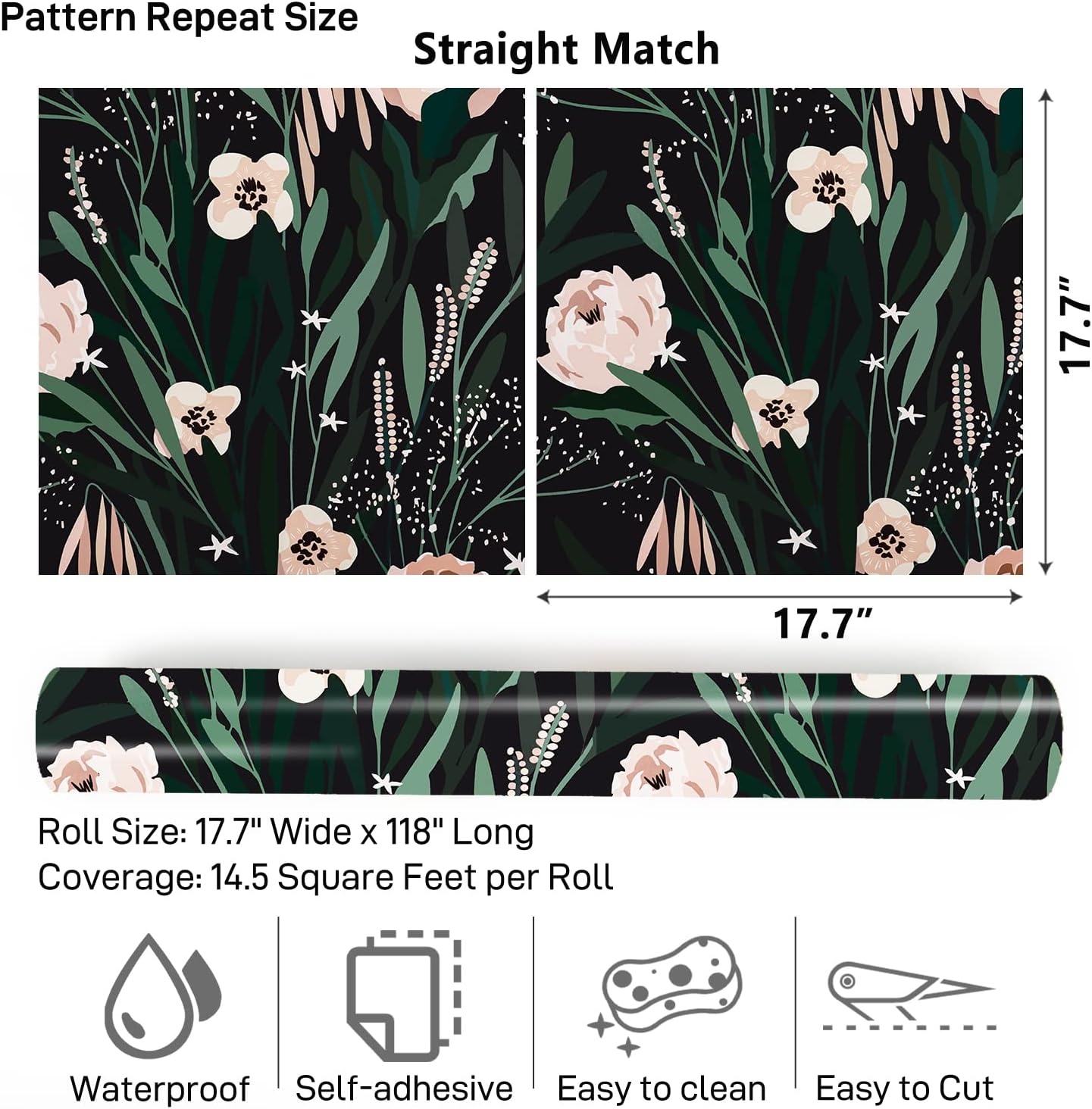 VaryPaper Black Green Pink Floral Wallpaper