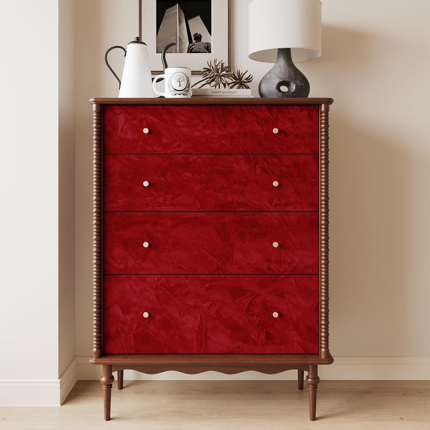 VaryPaper Red Crushed Velvet Flocking Contact Paper