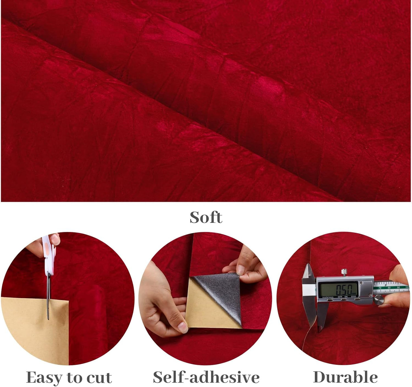 VaryPaper Red Crushed Velvet Flocking Contact Paper