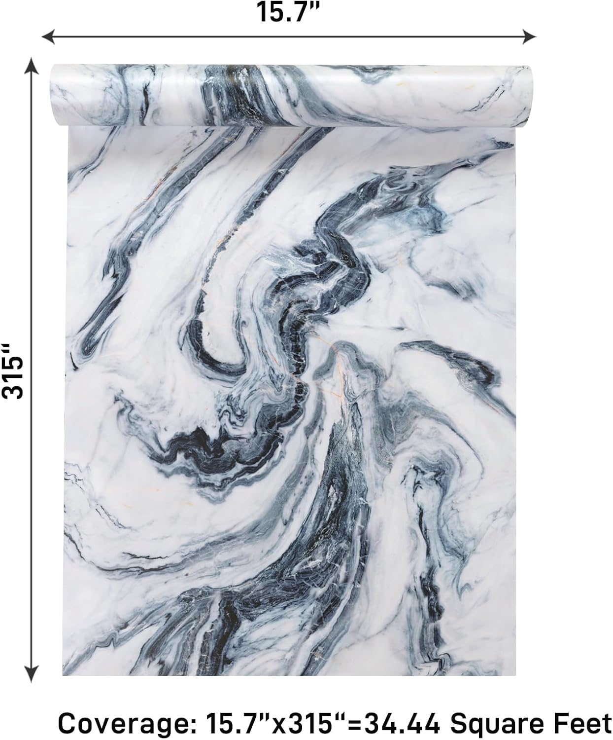 VaryPaper Navy Blue and White Marble Contact Paper