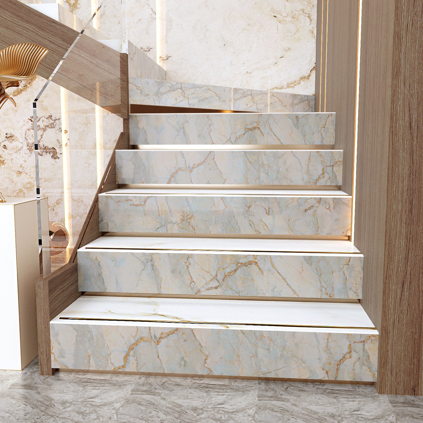 VaryPaper Glossy Grey Beige Marble Contact Paper