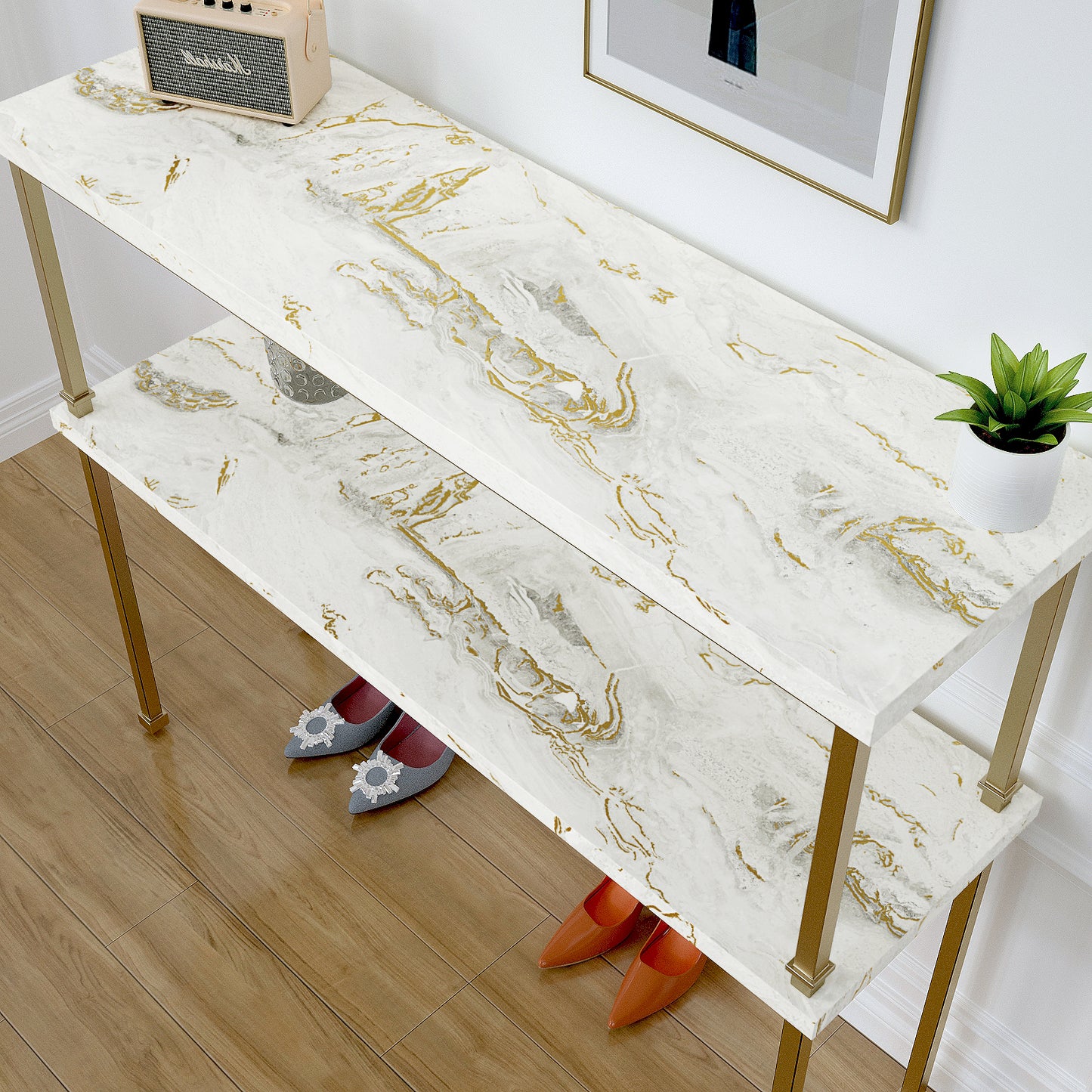 VaryPaper Matte Gold Beige Marble Contact Paper