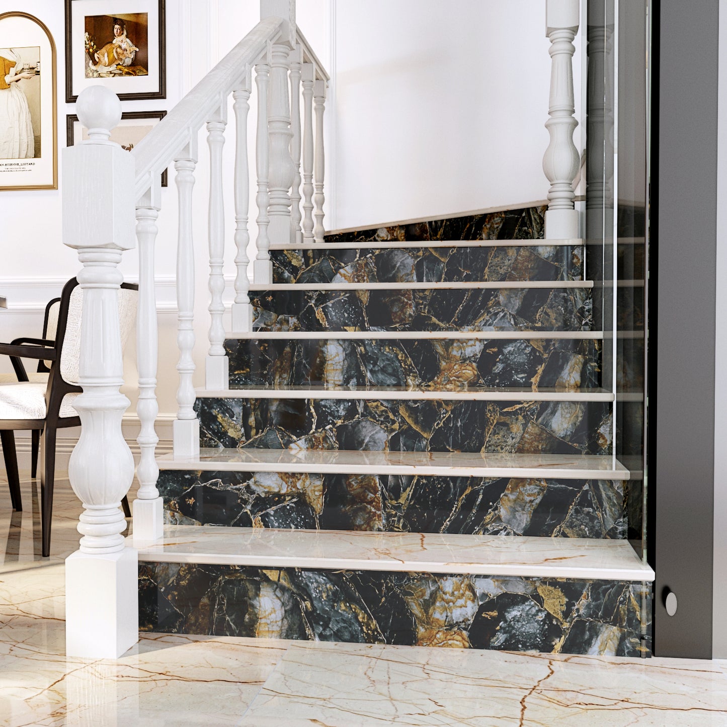 VaryPaper Black and Gold Marble Marble Contact Paper