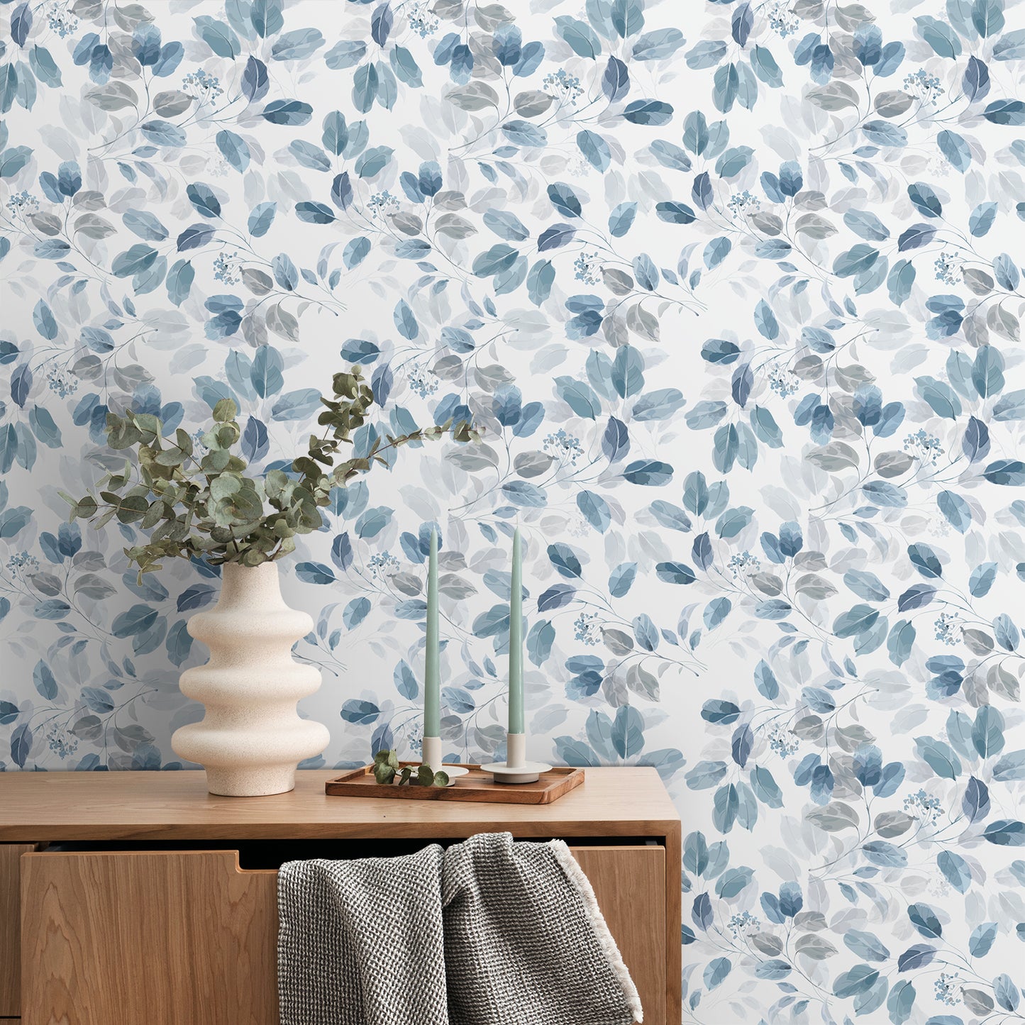 VaryPaper Boho Eucalyptus Leaf Floral Wallpaper