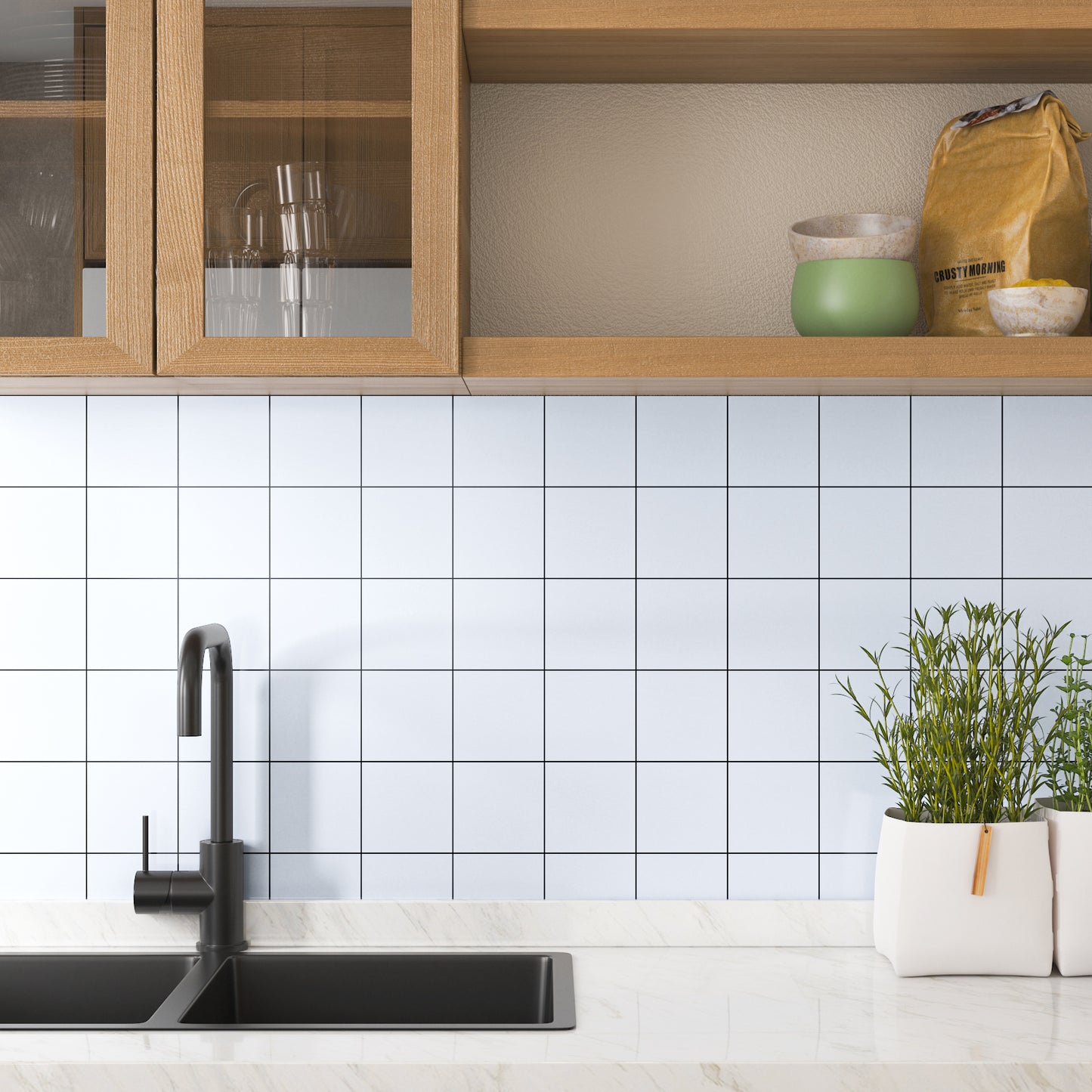 VaryPaper Black and White Square Grid Wallpaper