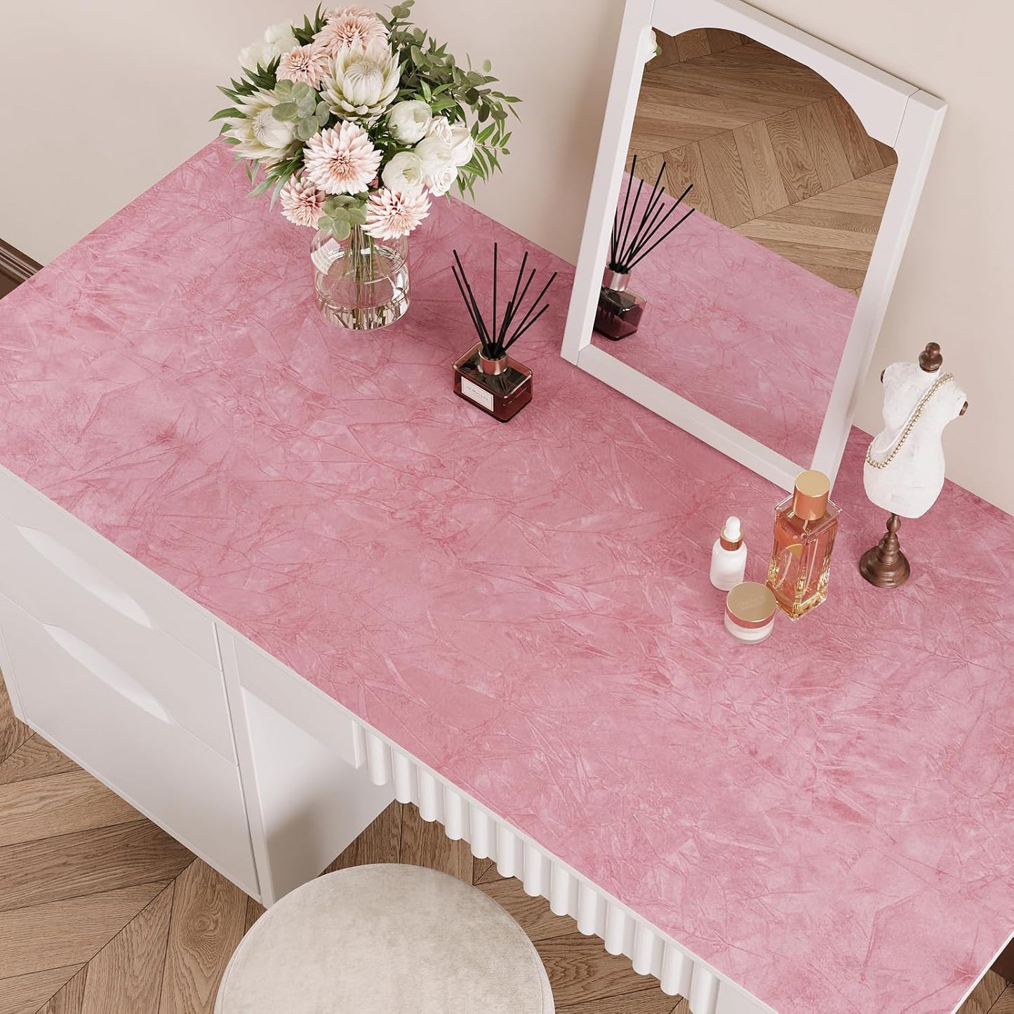 VaryPaper Coral Pink Velvet Flocking Contact Paper