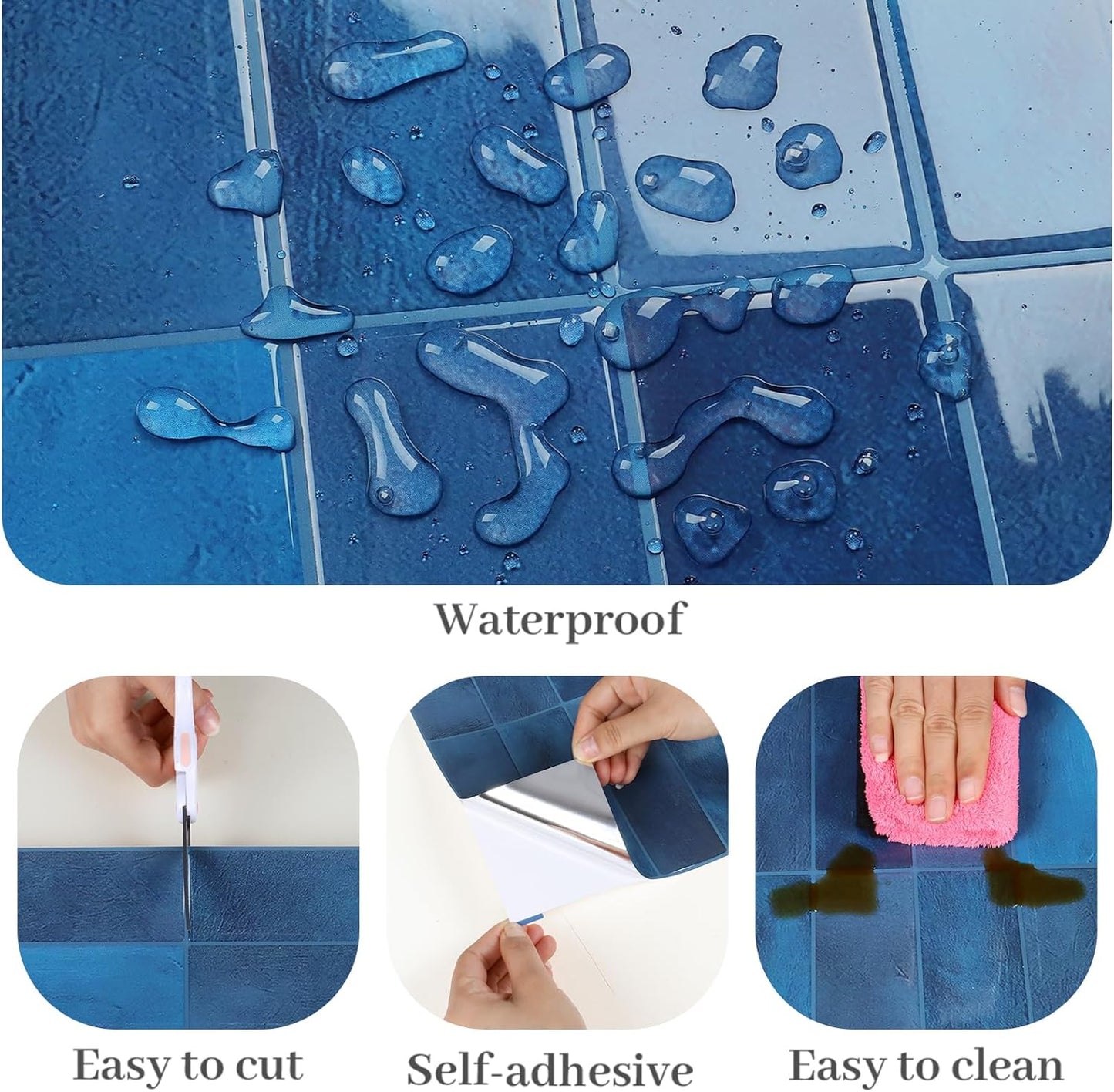 VaryPaper Sea Blue Peel and Stick Backsplash Wall Tiles