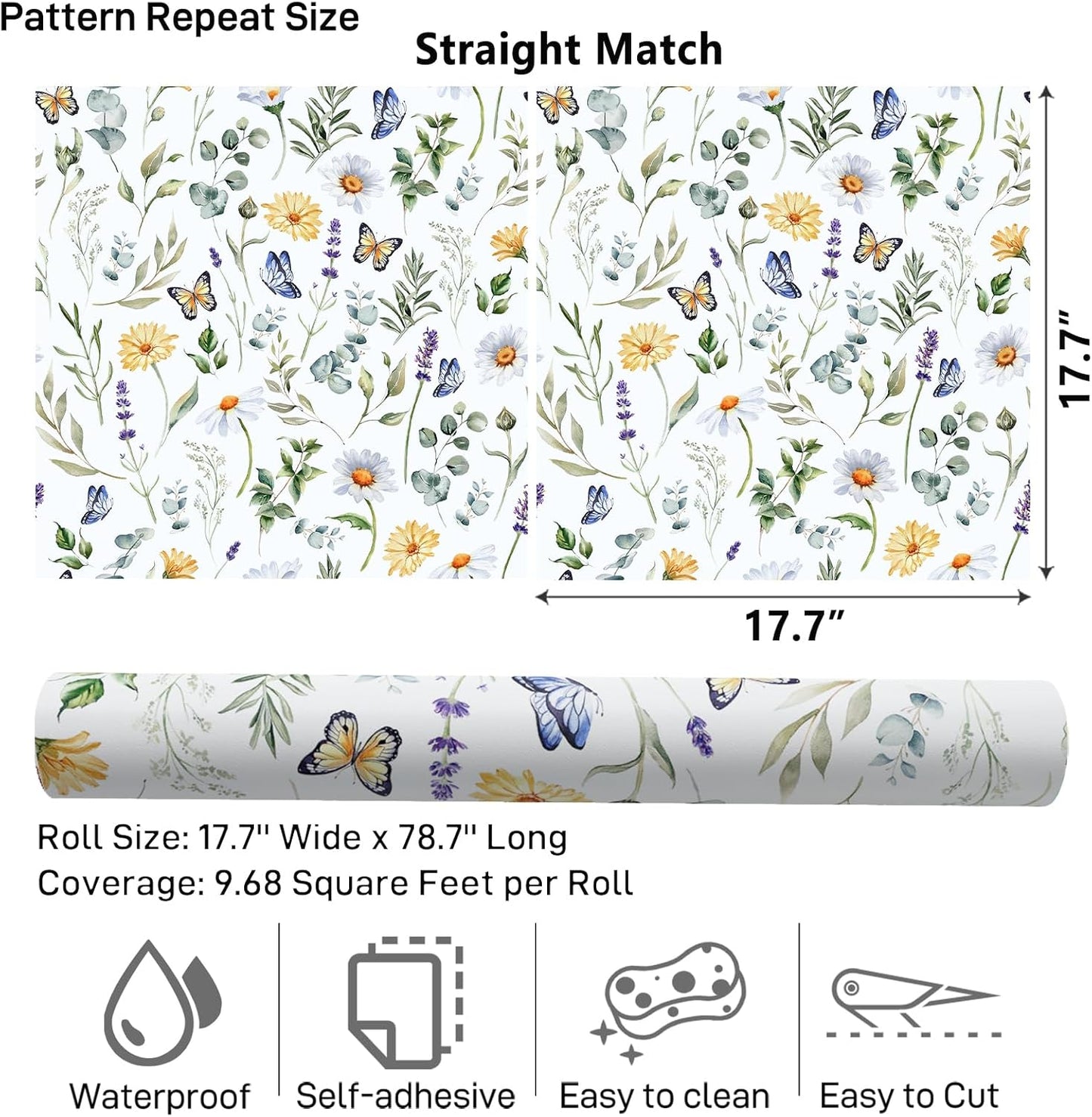 VaryPaper Watercolor Leaf Daisy Butterfly Wallpaper