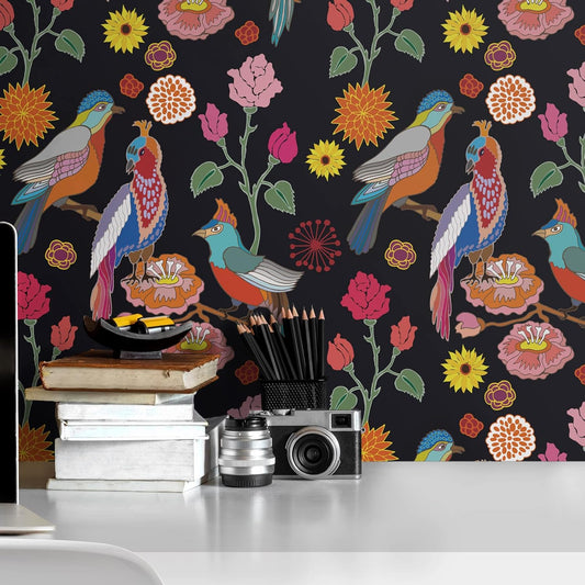 VaryPaper Vintage Parrot Floral Wallpaper
