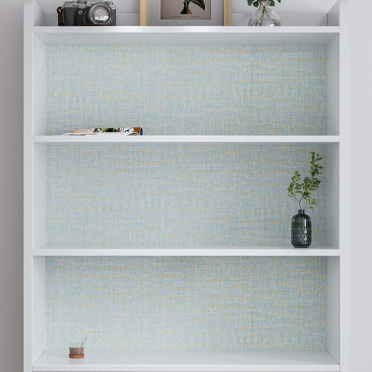VaryPaper Gold Blue Linen Grasscloth Wallpaper