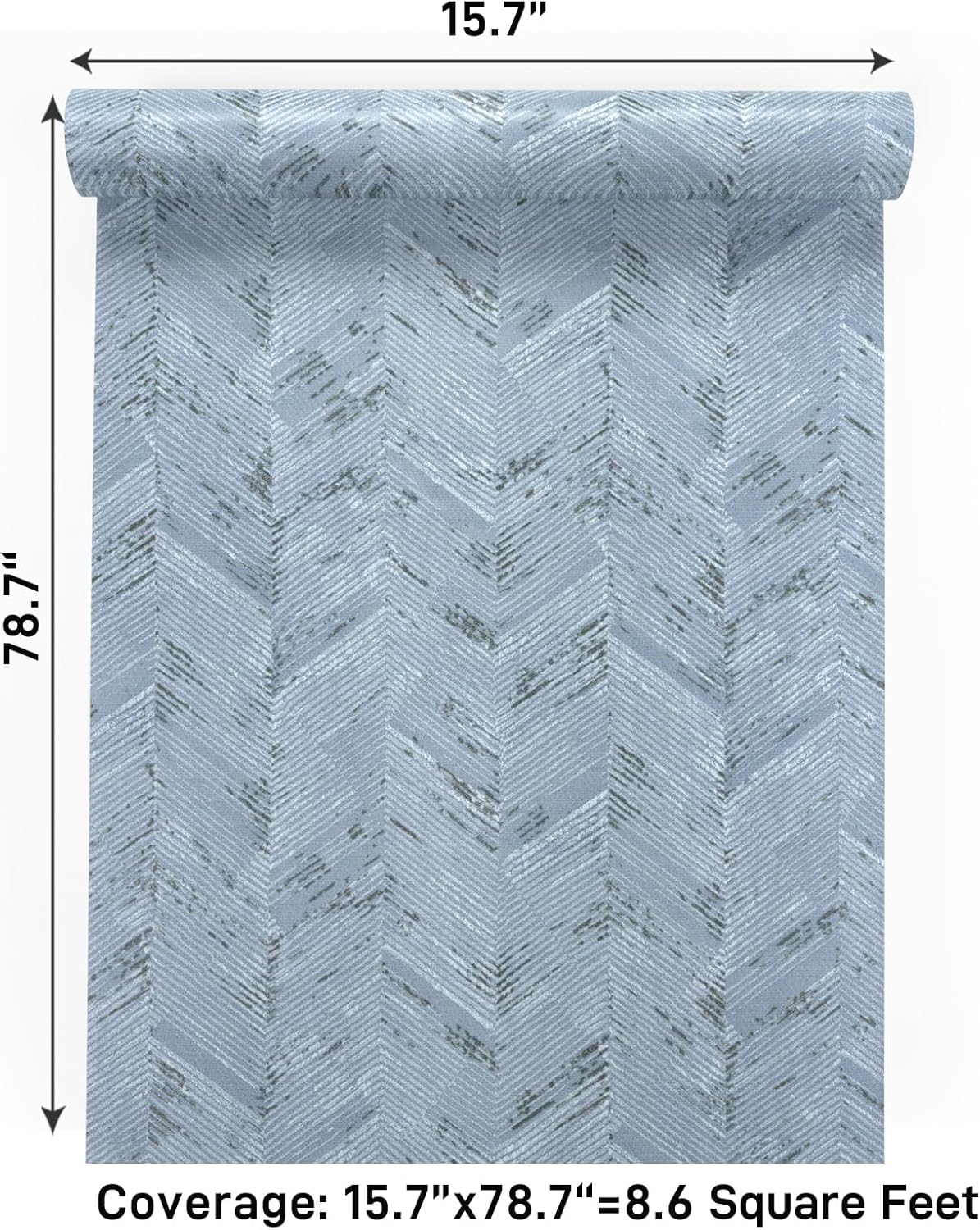 VaryPaper Light Blue Herringbone Grasscloth Wallpaper