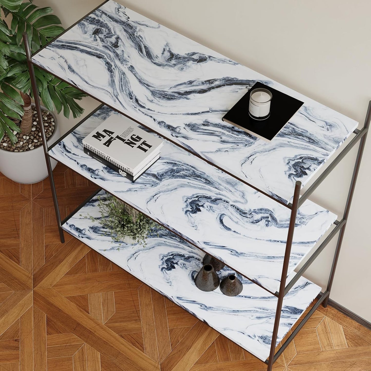 VaryPaper Navy Blue and White Marble Contact Paper