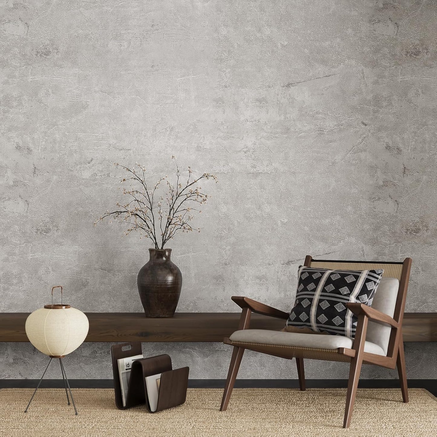 VaryPaper Limewash Grey Cement Wallpaper