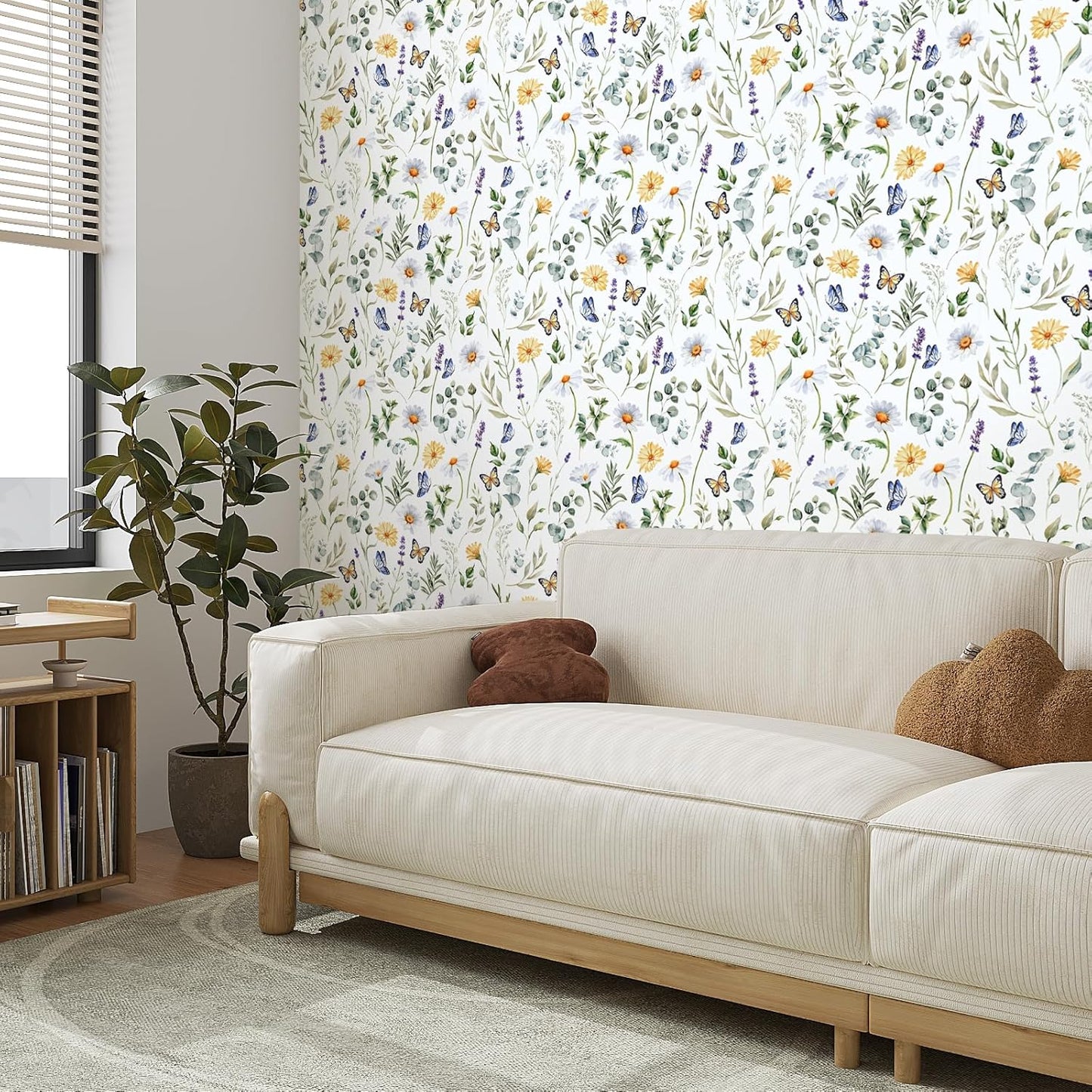 VaryPaper Watercolor Leaf Daisy Butterfly Wallpaper