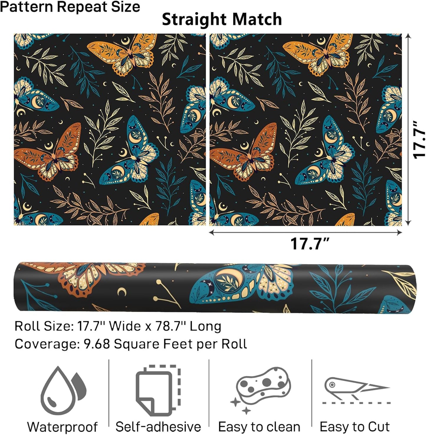 VaryPaper Whimsical Dark Floral Butterfly Wallpaper