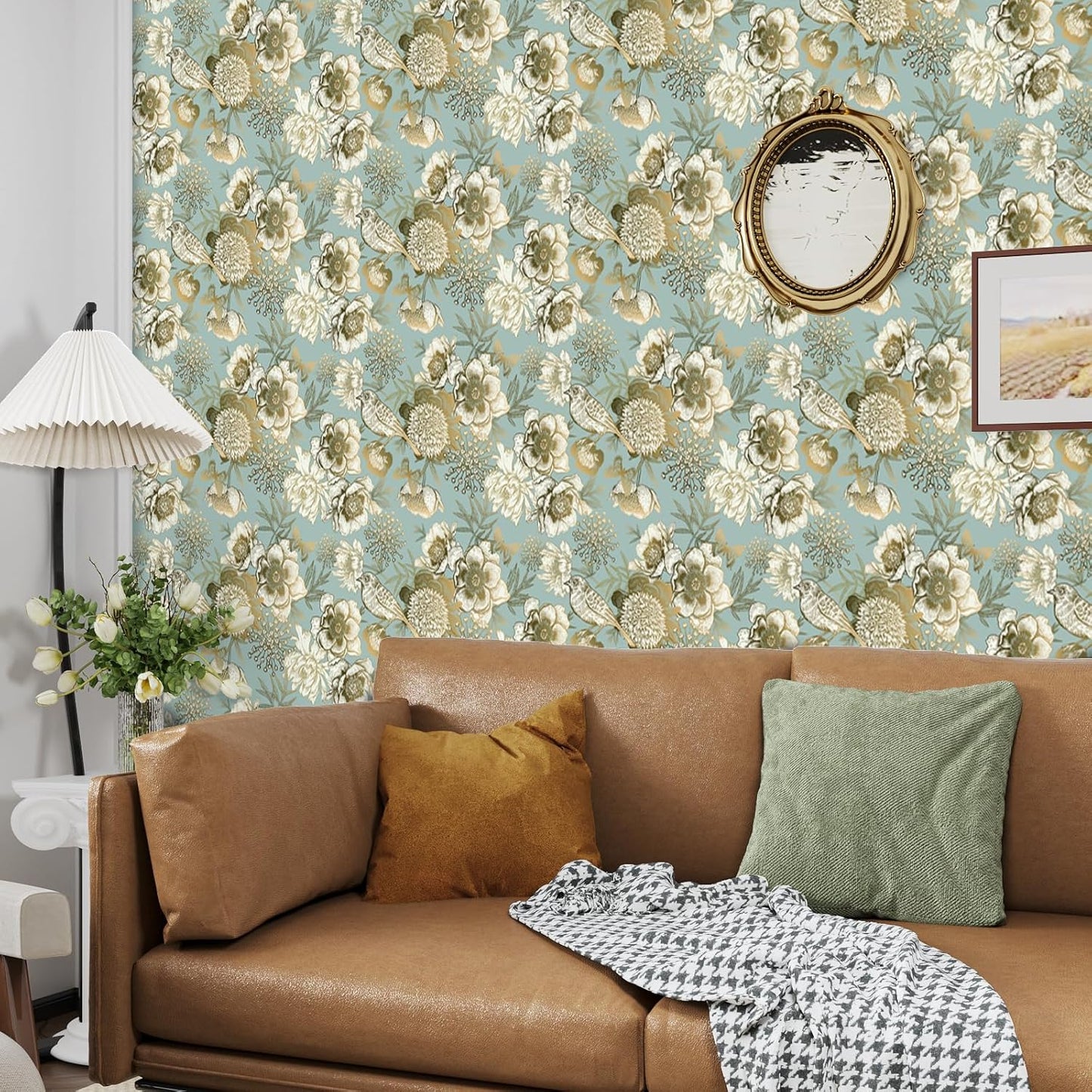 VaryPaper Vintage Gold Floral Bird Wallpaper